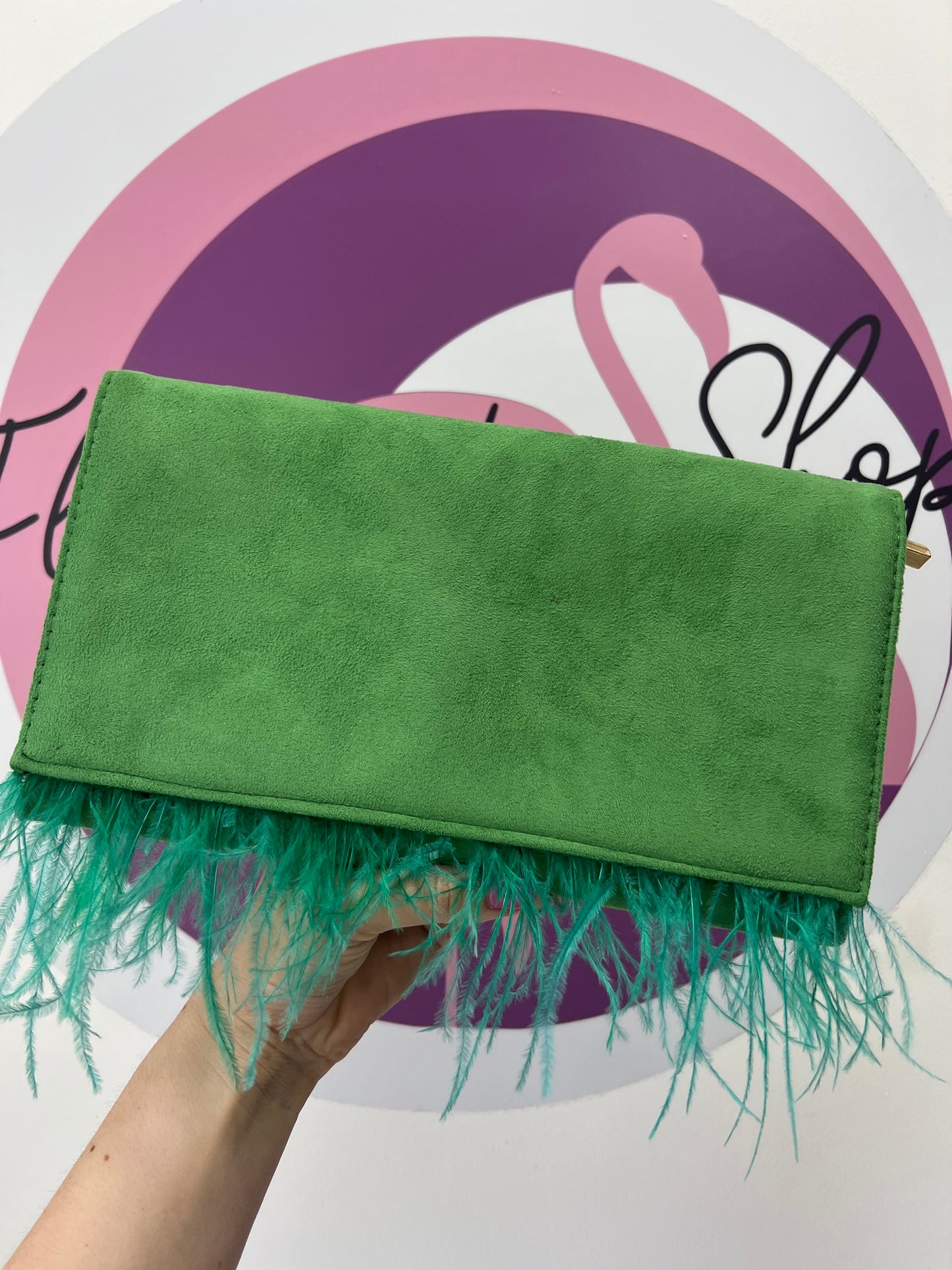 Bolso de Fiesta Plumas Verde