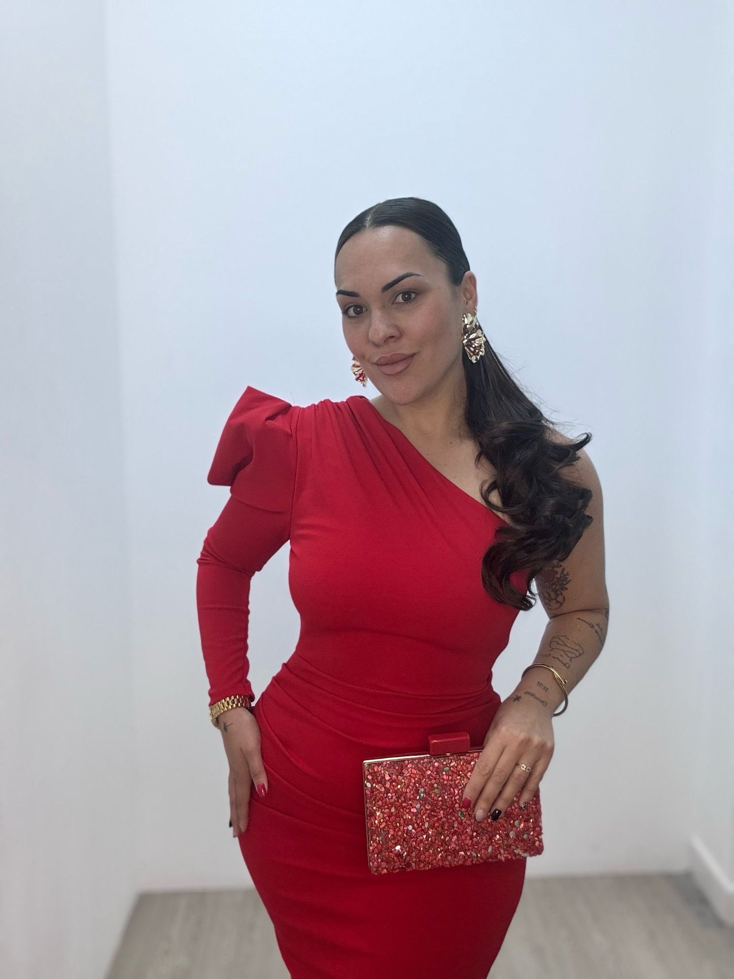 Vestido Manga Rojo
