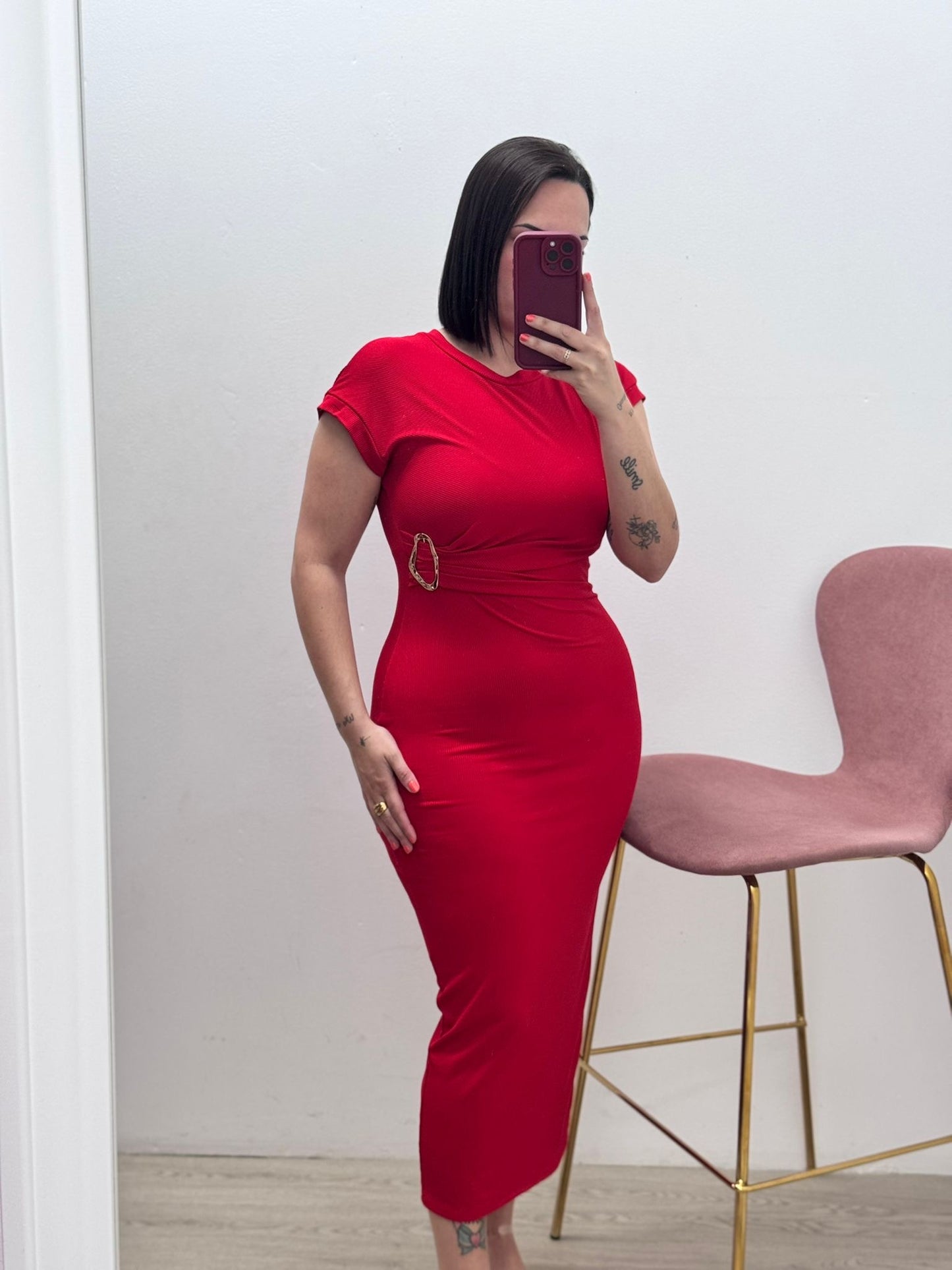 Vestido Canalé Rojo