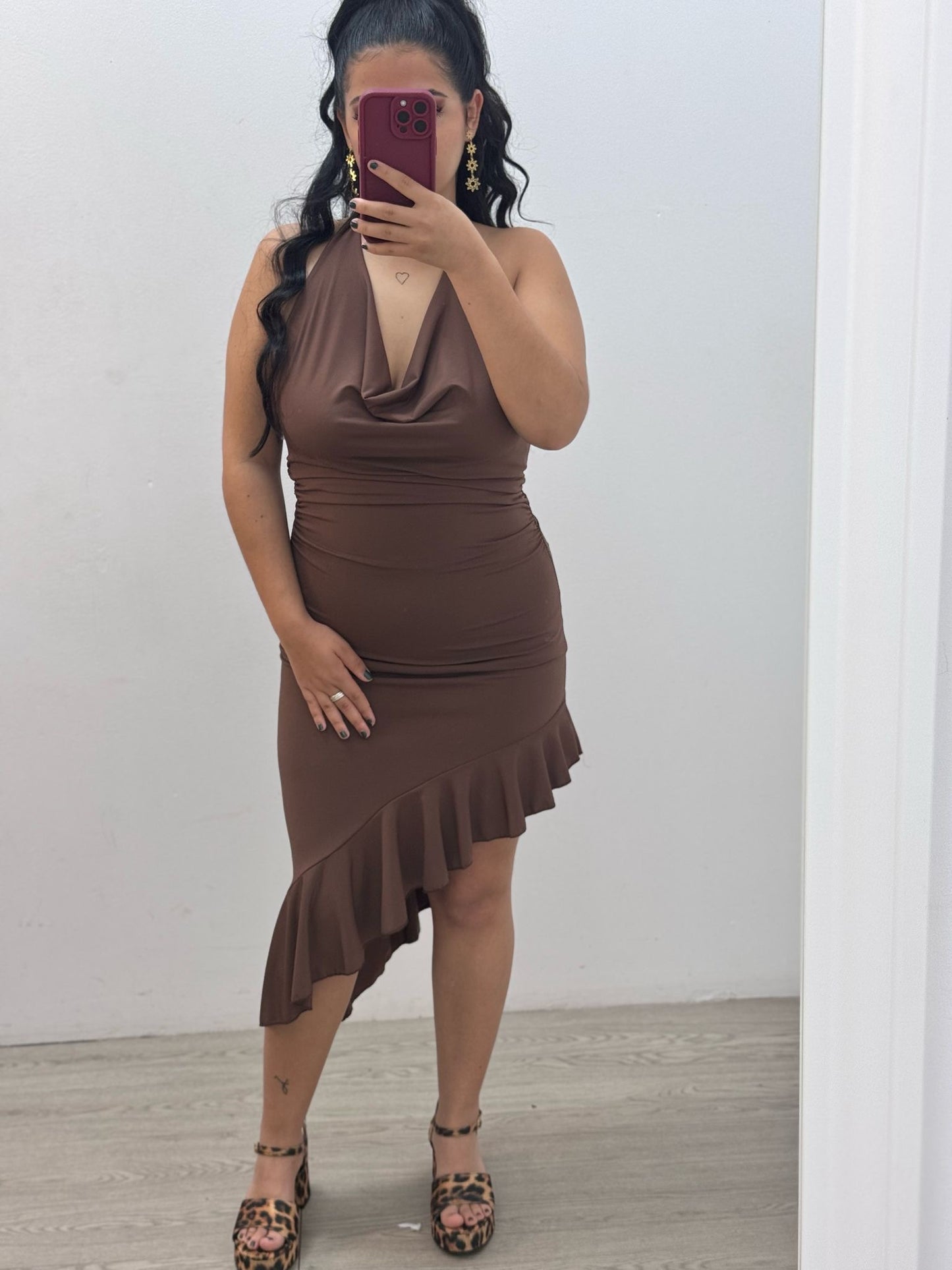 Vestido Volante Marrón