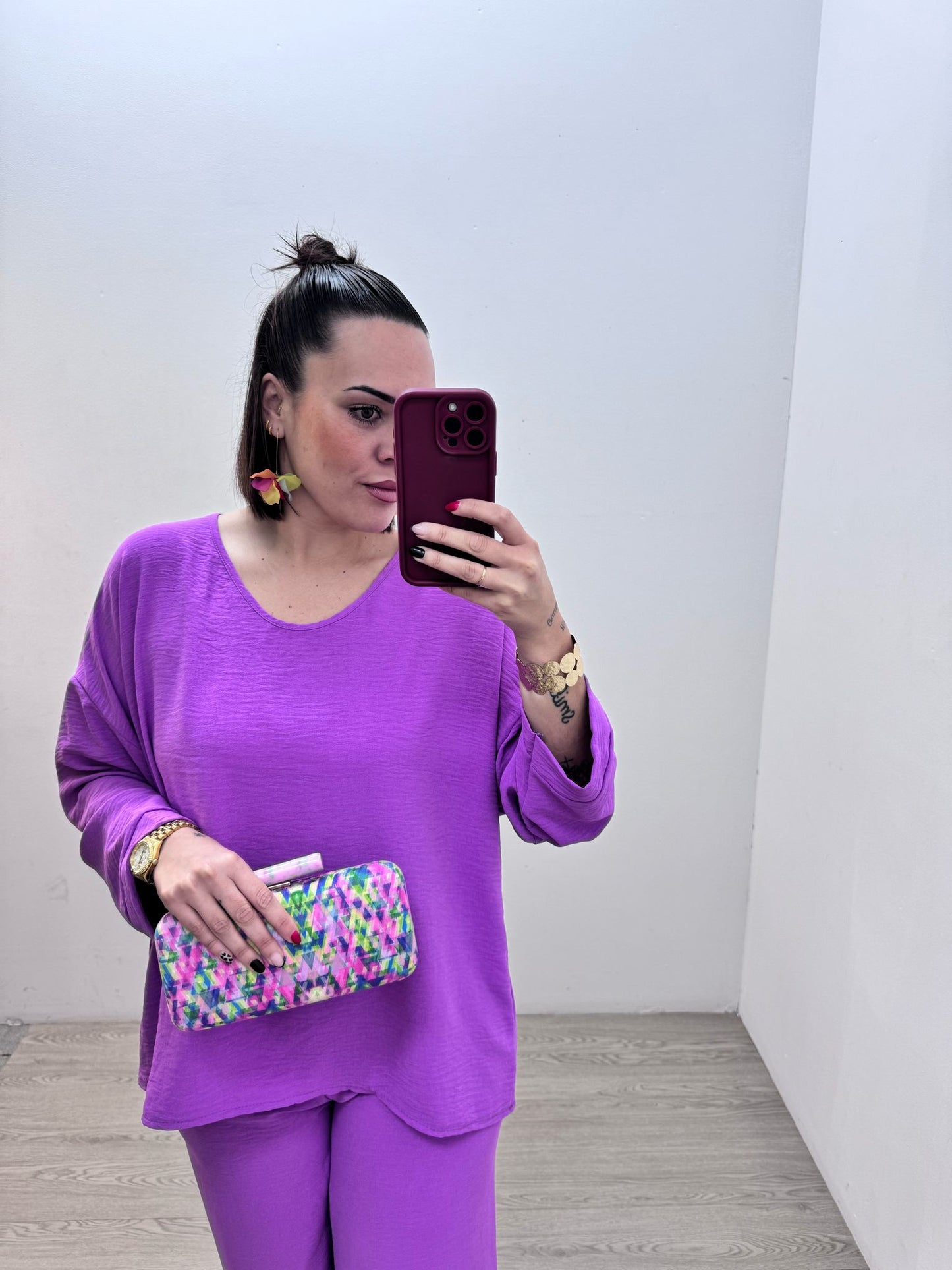Conjunto Camisa y Pantalón Morado