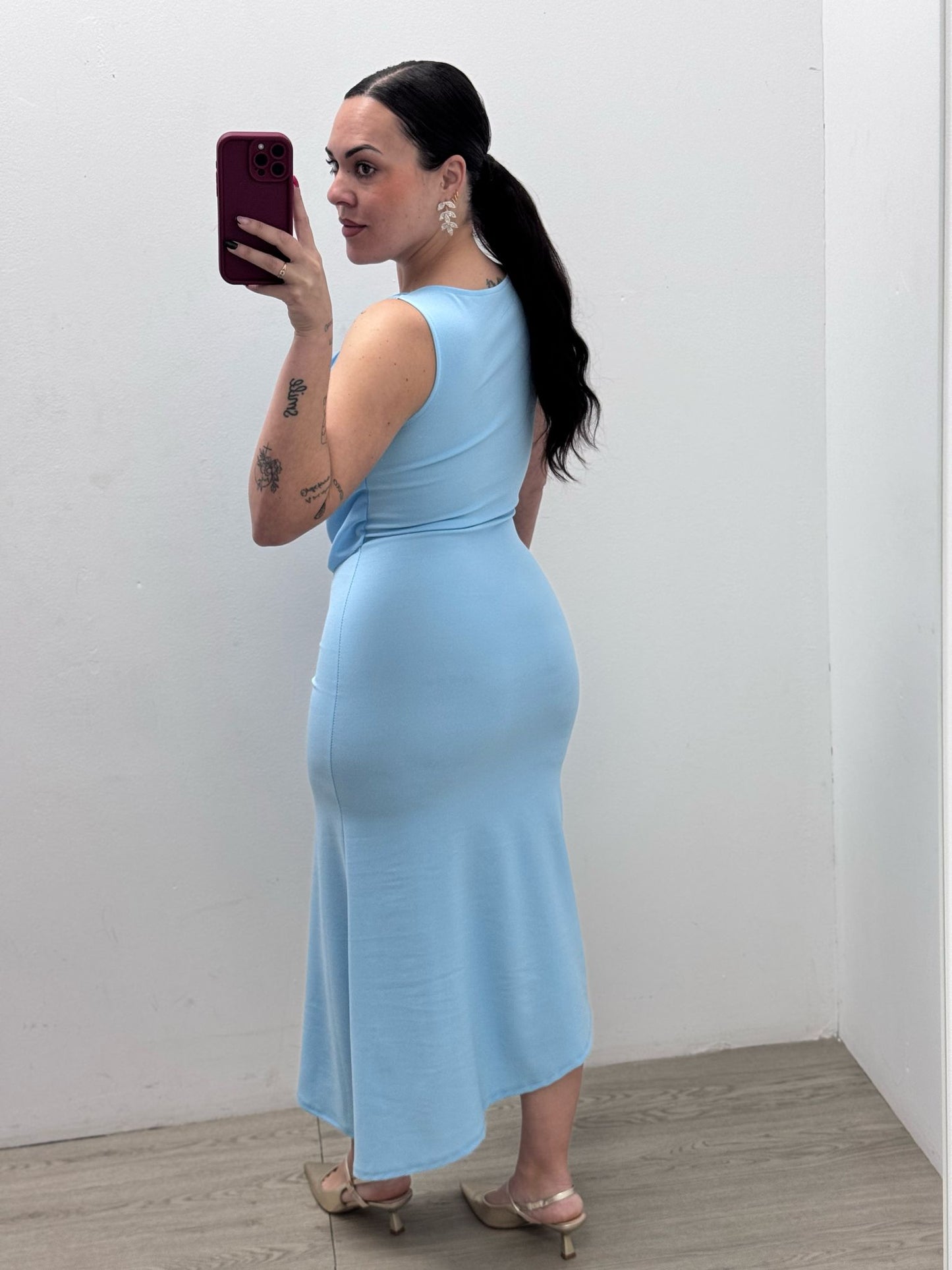 Vestido Gasa Celeste