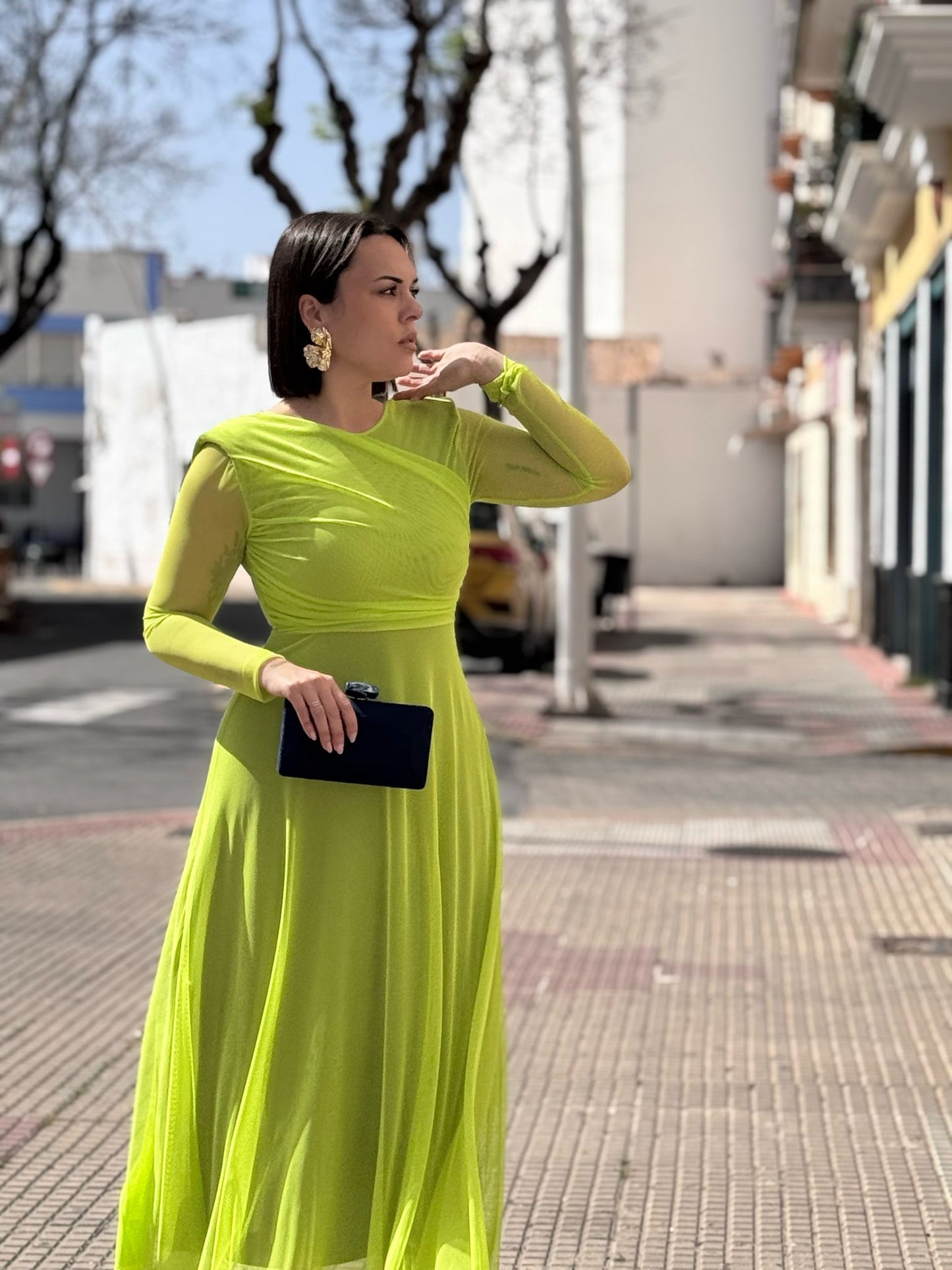 Vestido Tul Verde Lima
