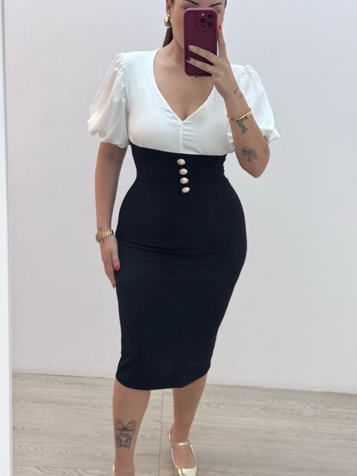 Vestido Blanco y Negro