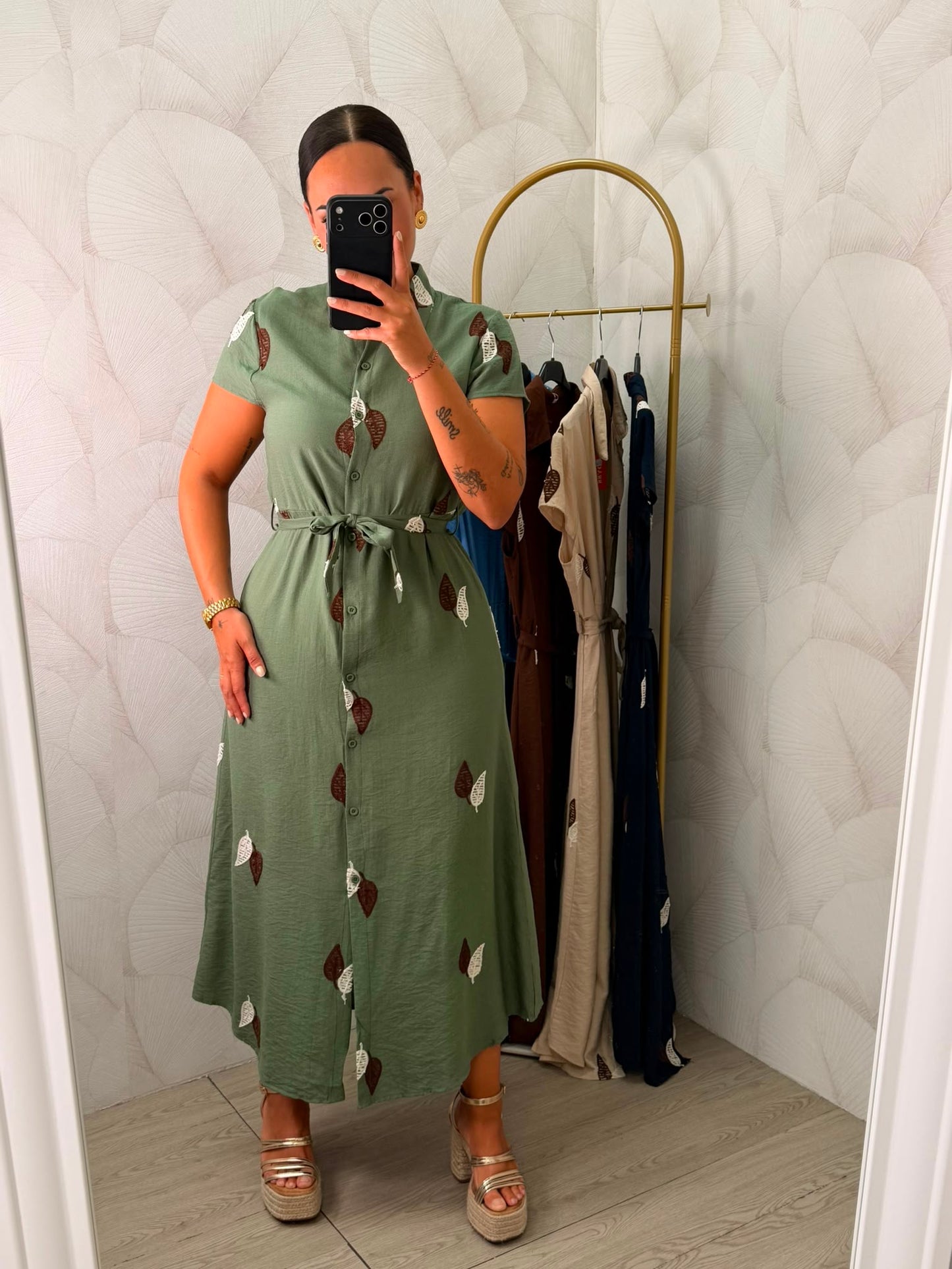 VESTIDO CAMISERO HOJAS