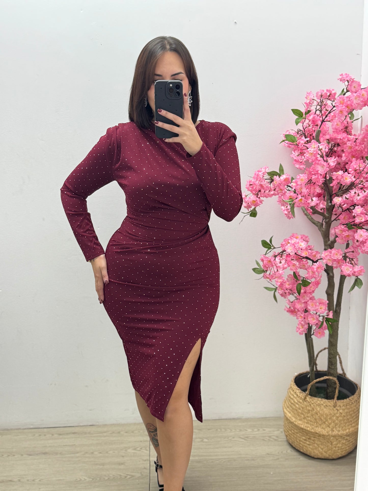 Vestido Burdeos Brillito