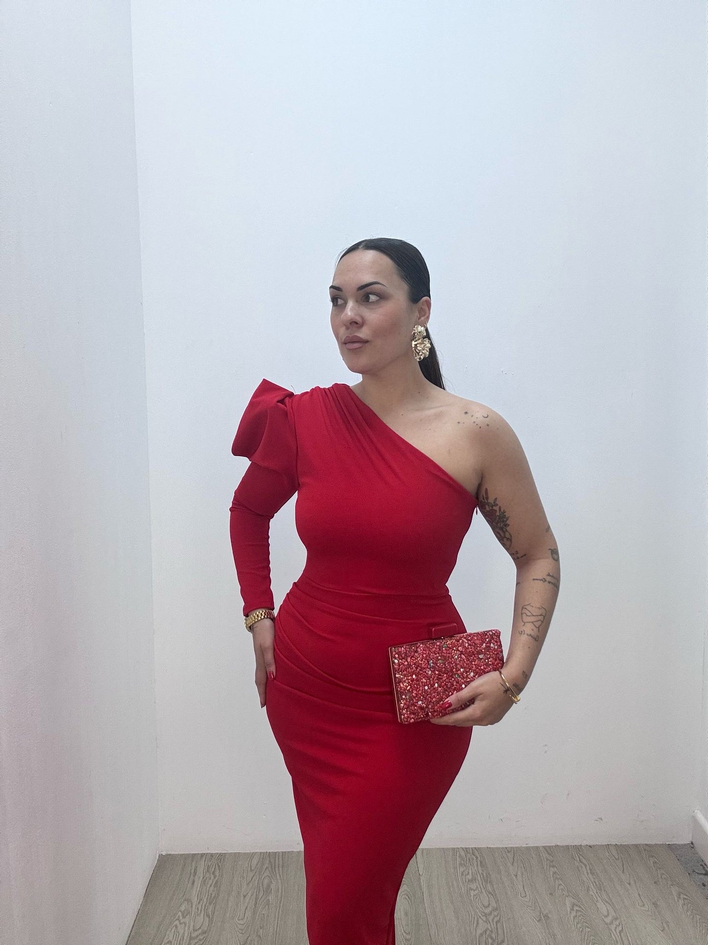 Vestido Manga Rojo