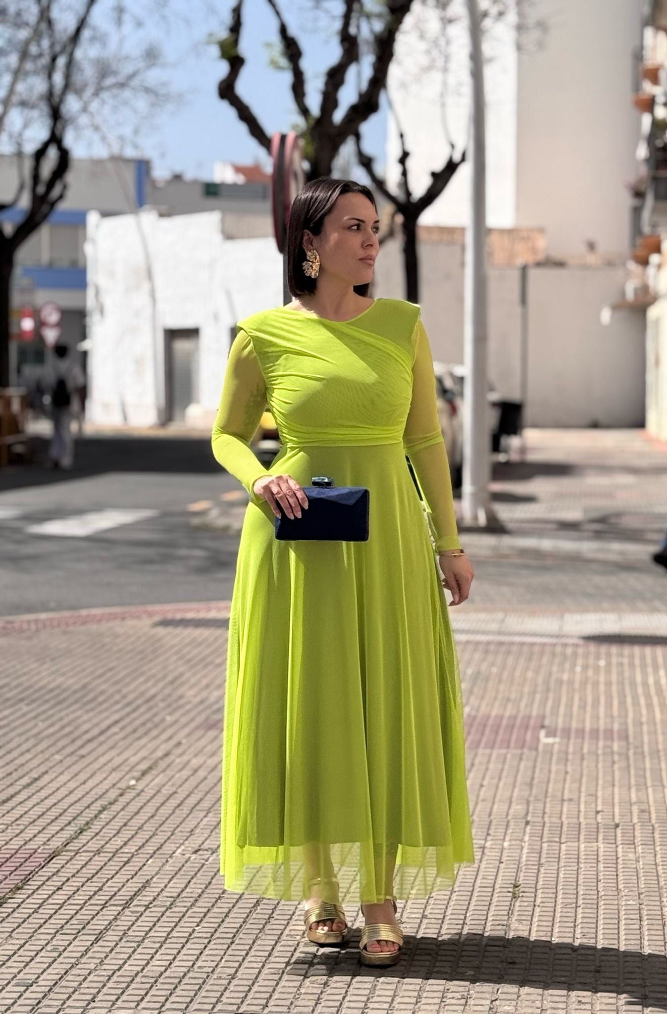 Vestido Tul Verde Lima