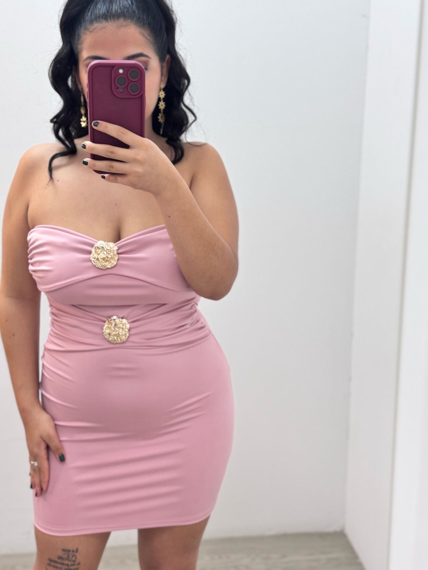 Vestido Rosa Apliques