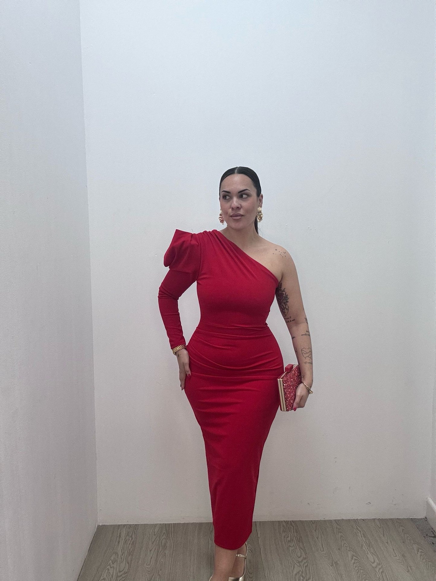 Vestido Manga Rojo