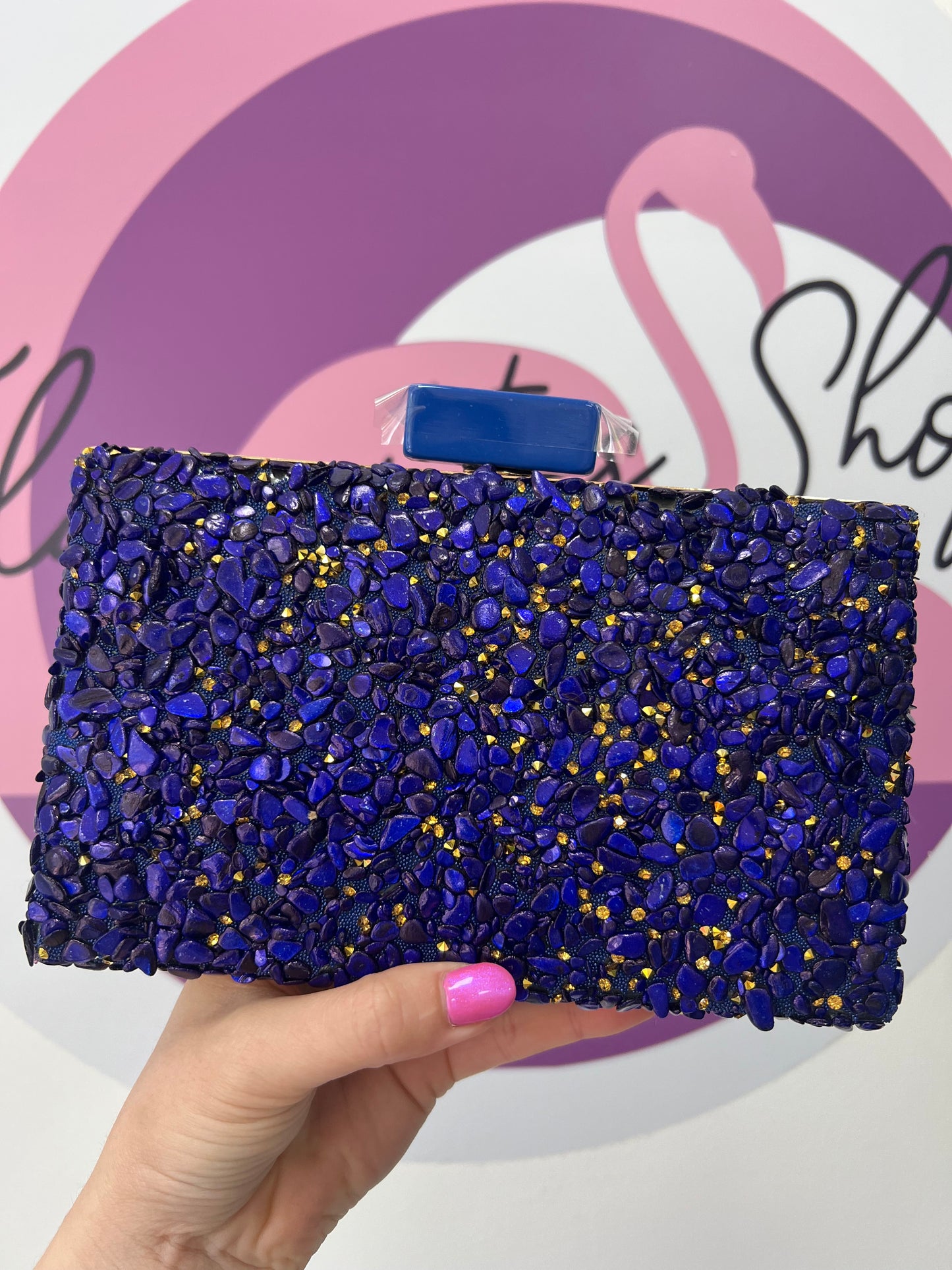 Bolso de Fiesta Piedras Azul Eléctrico