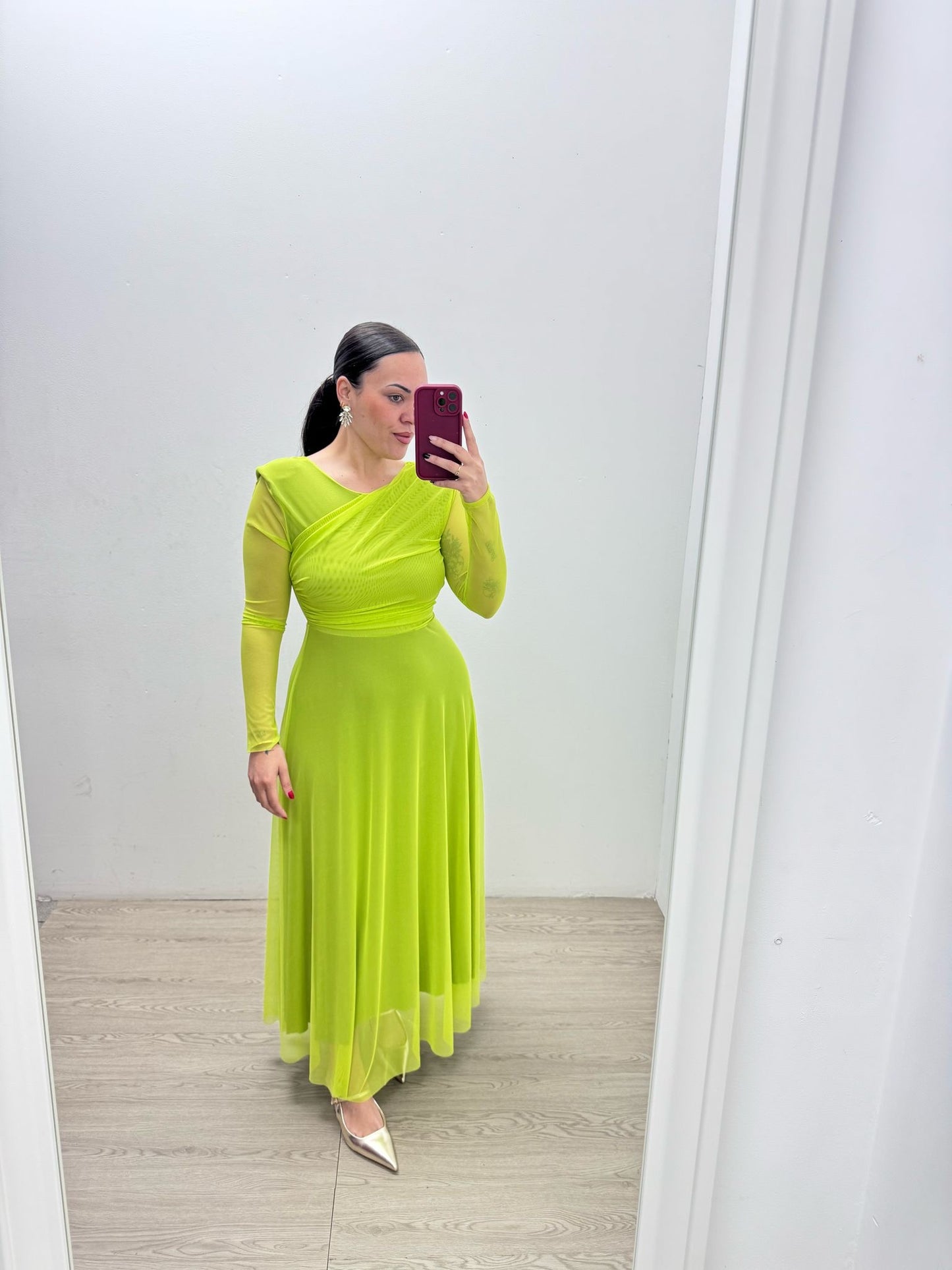 Vestido Tul Verde Lima