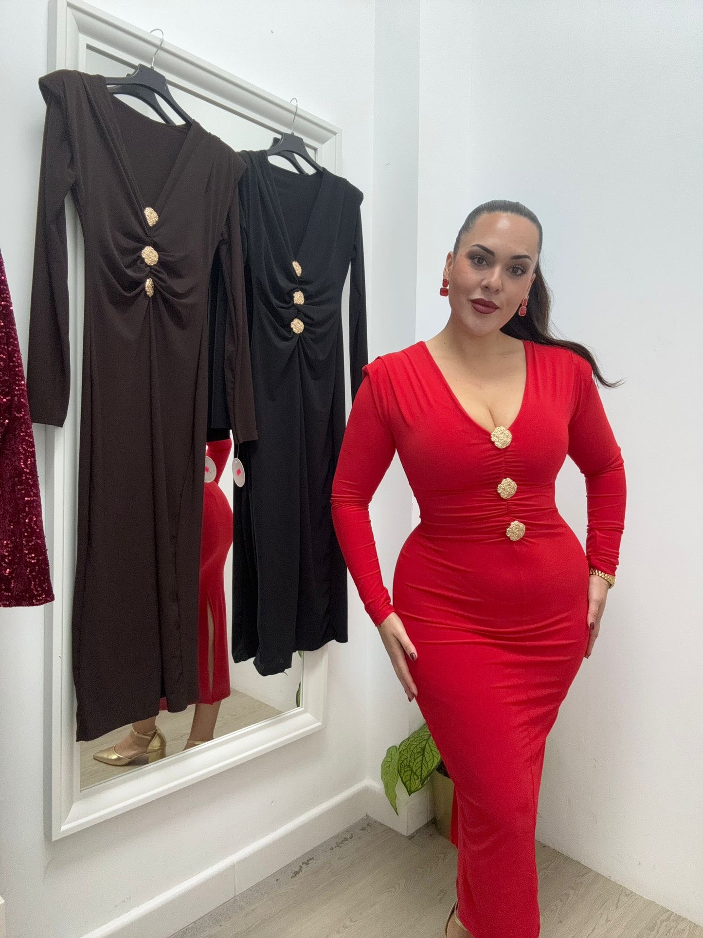 Vestido Botones Dorados