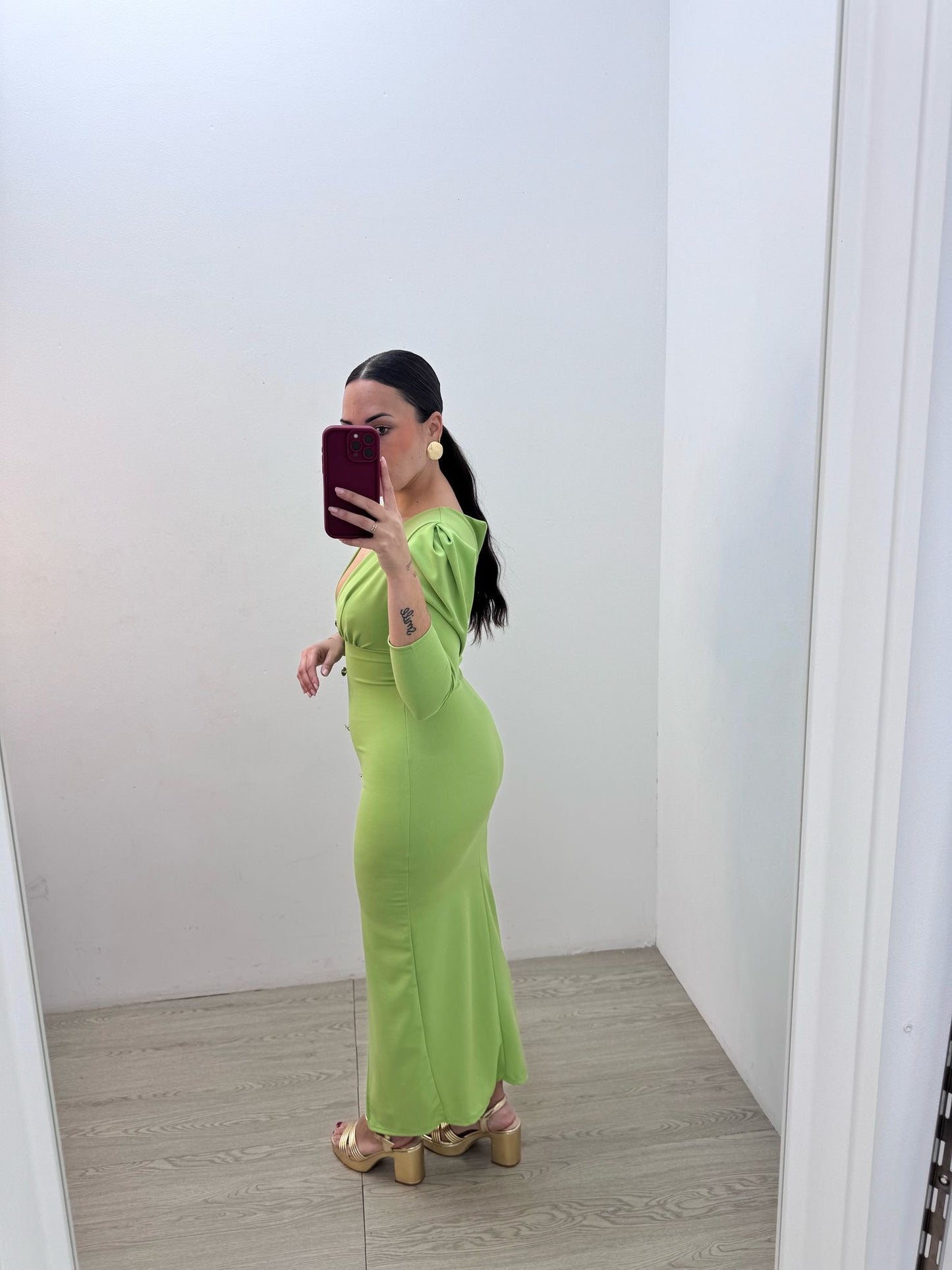 Vestido Botones Verde