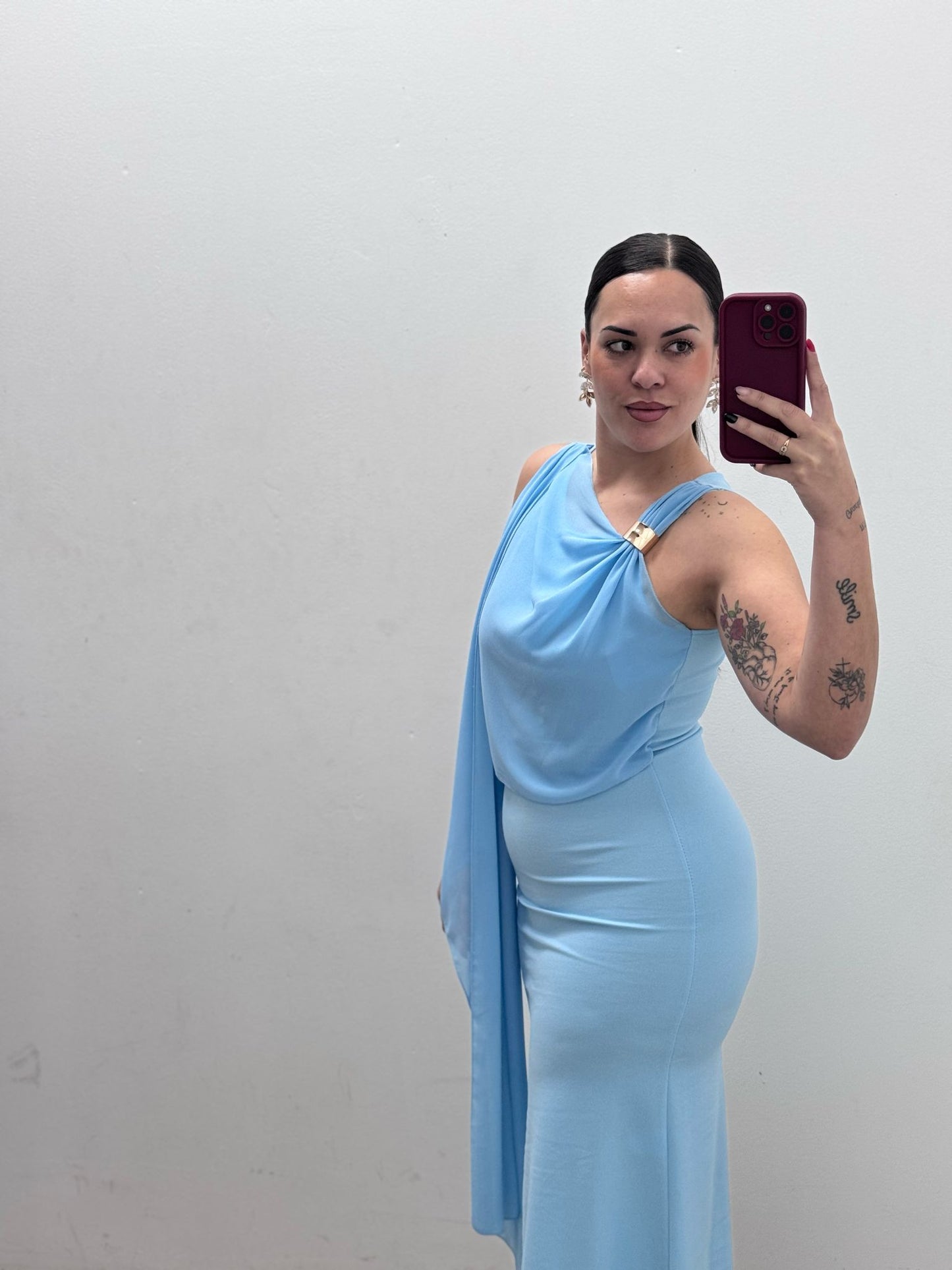 Vestido Gasa Celeste