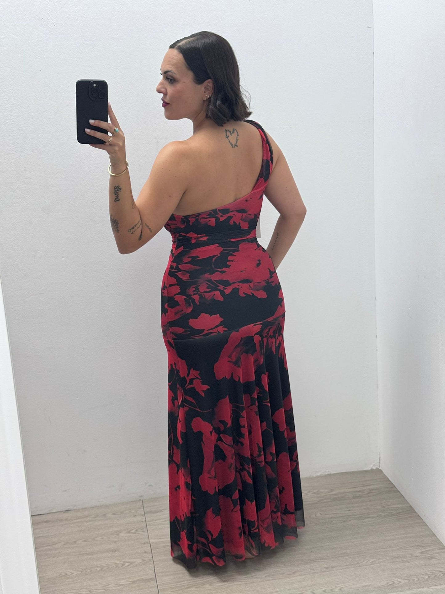 Vestido Evento Negro y Rojo