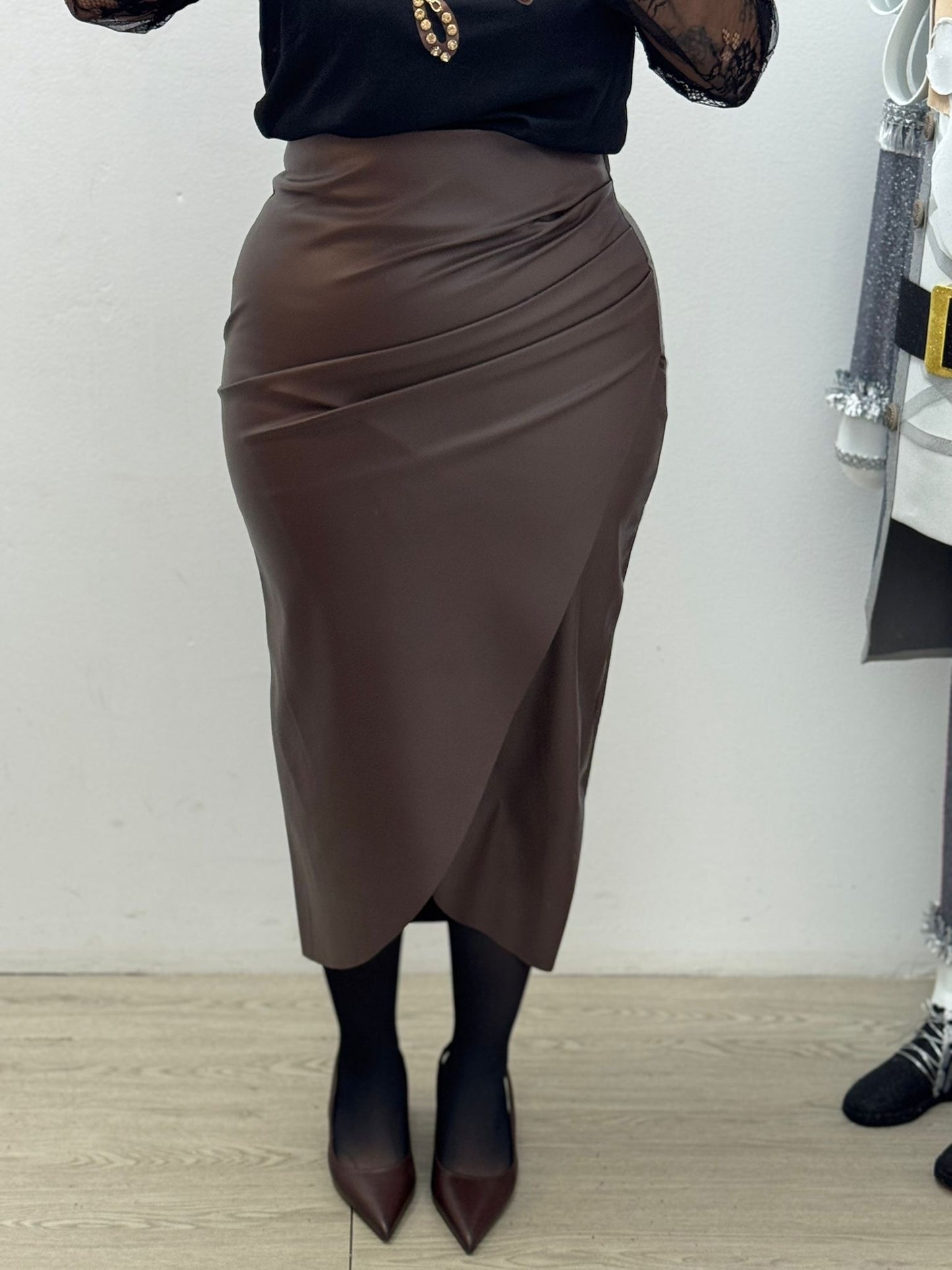 Falda Polipiel Marrón