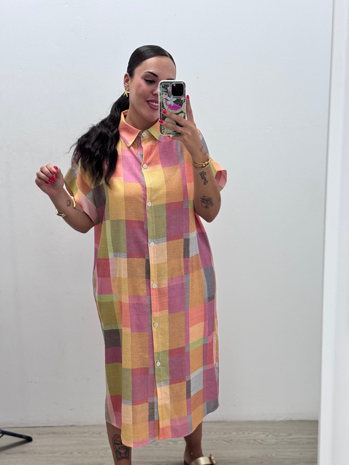 Vestido camisero cuadros