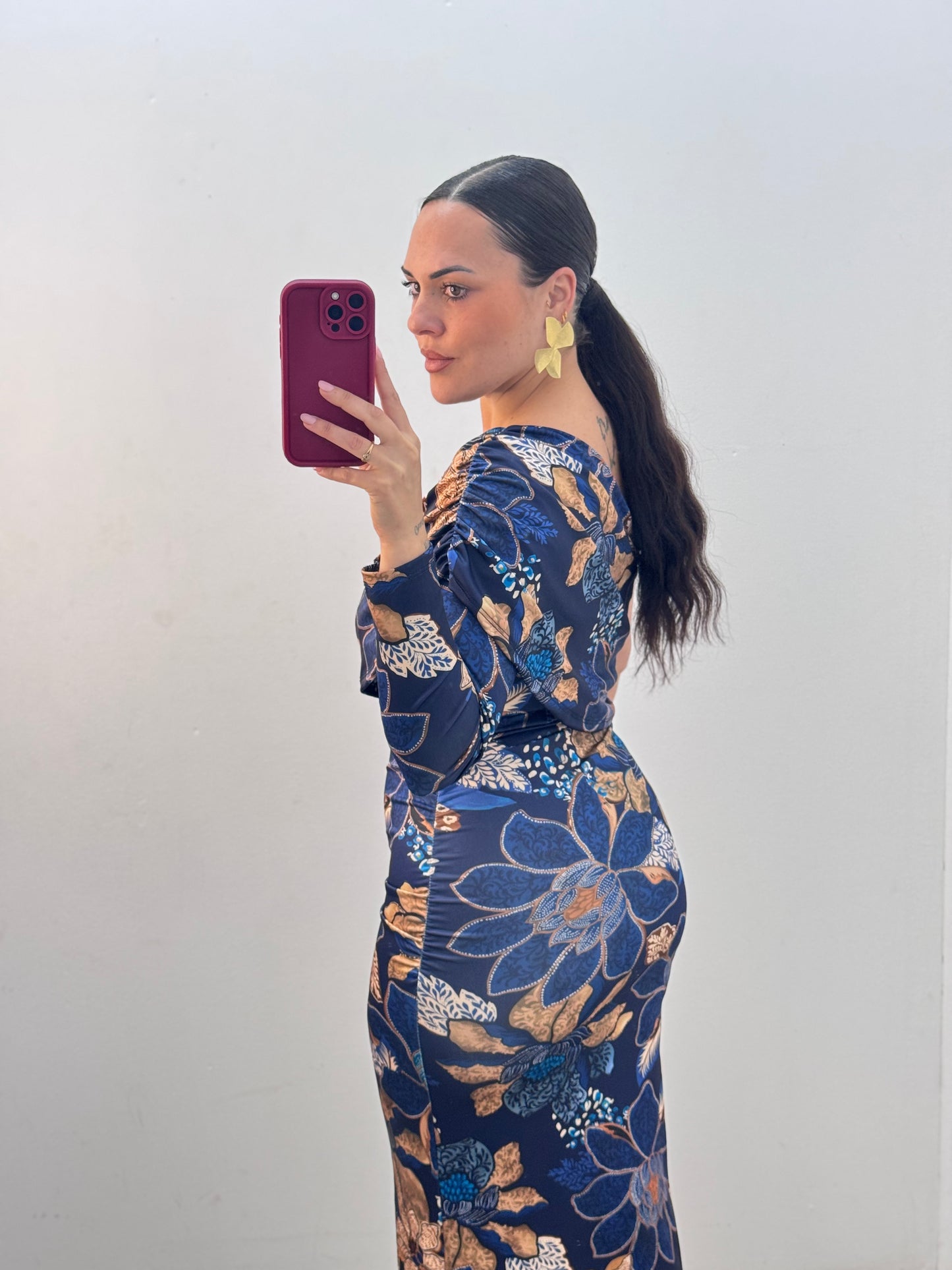 Vestido Evento asimétrico licra azul