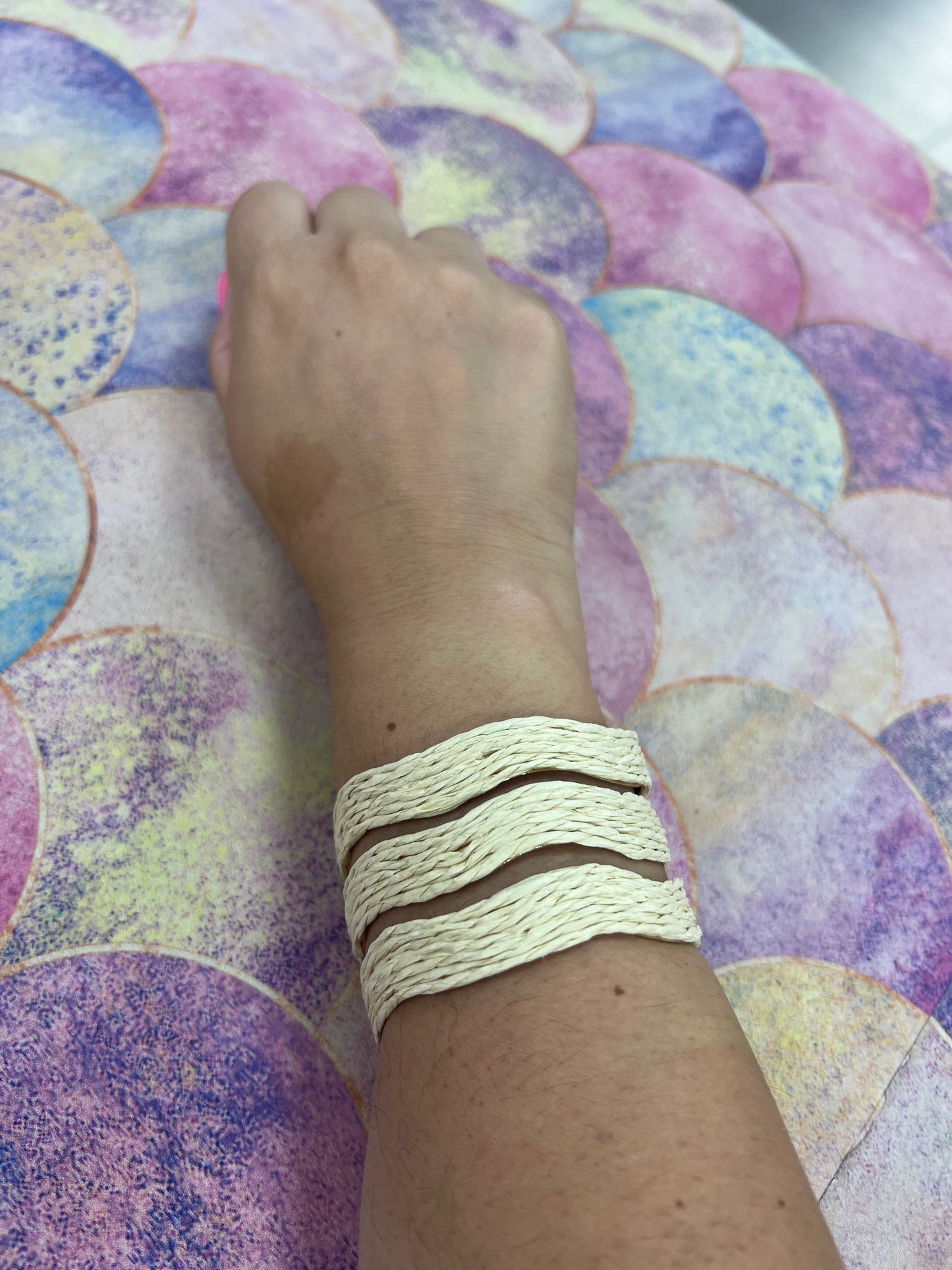BRAZALETE ACERO-RAFIA NATURAL