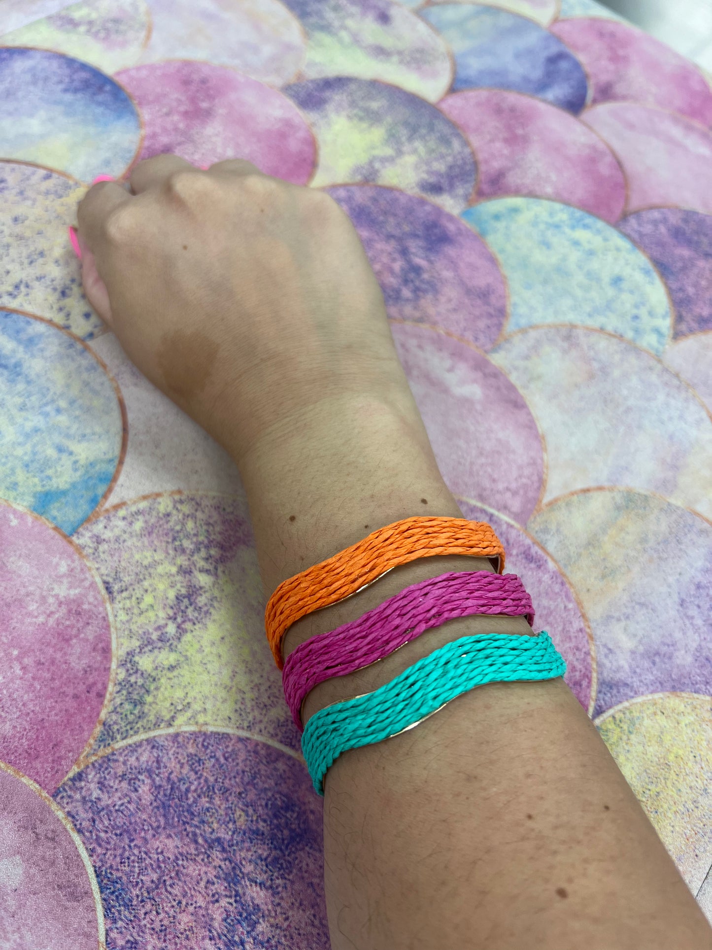 BRAZALETE ACERO- RAFIA COLOR