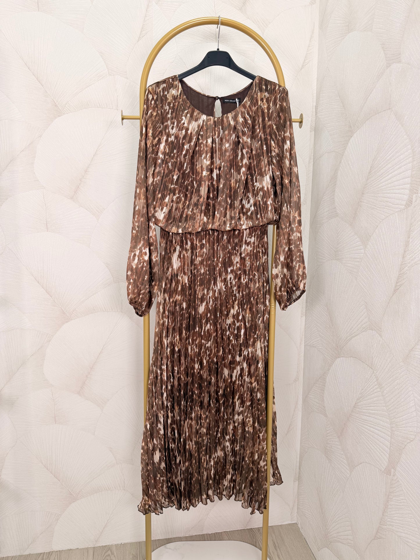 VESTIDO GASA ESTAMPADO MARRÓN