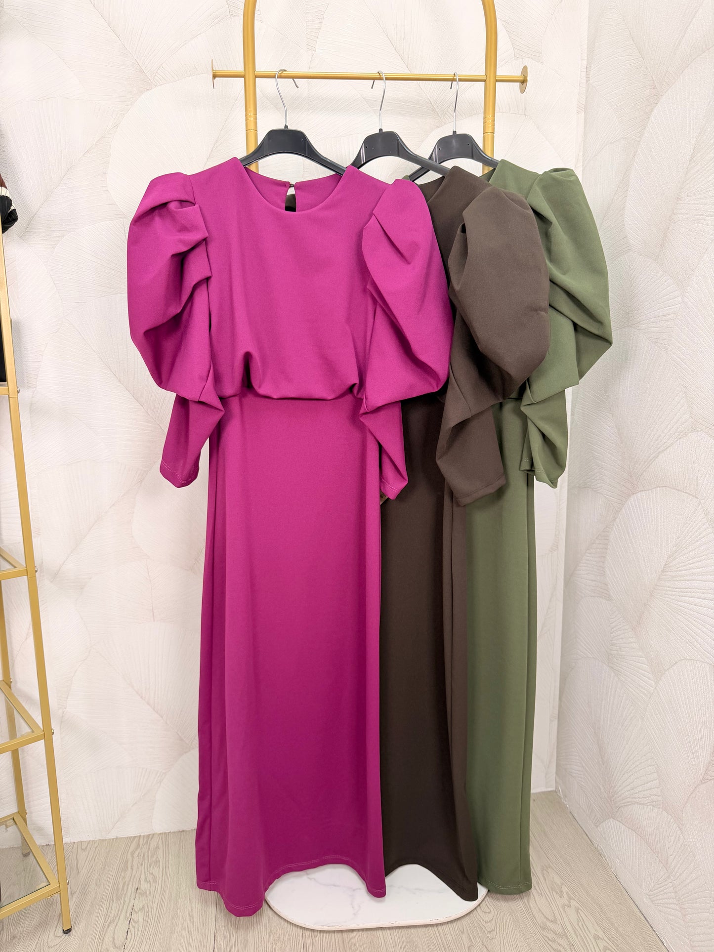 VESTIDO MANGA ABULLONADA