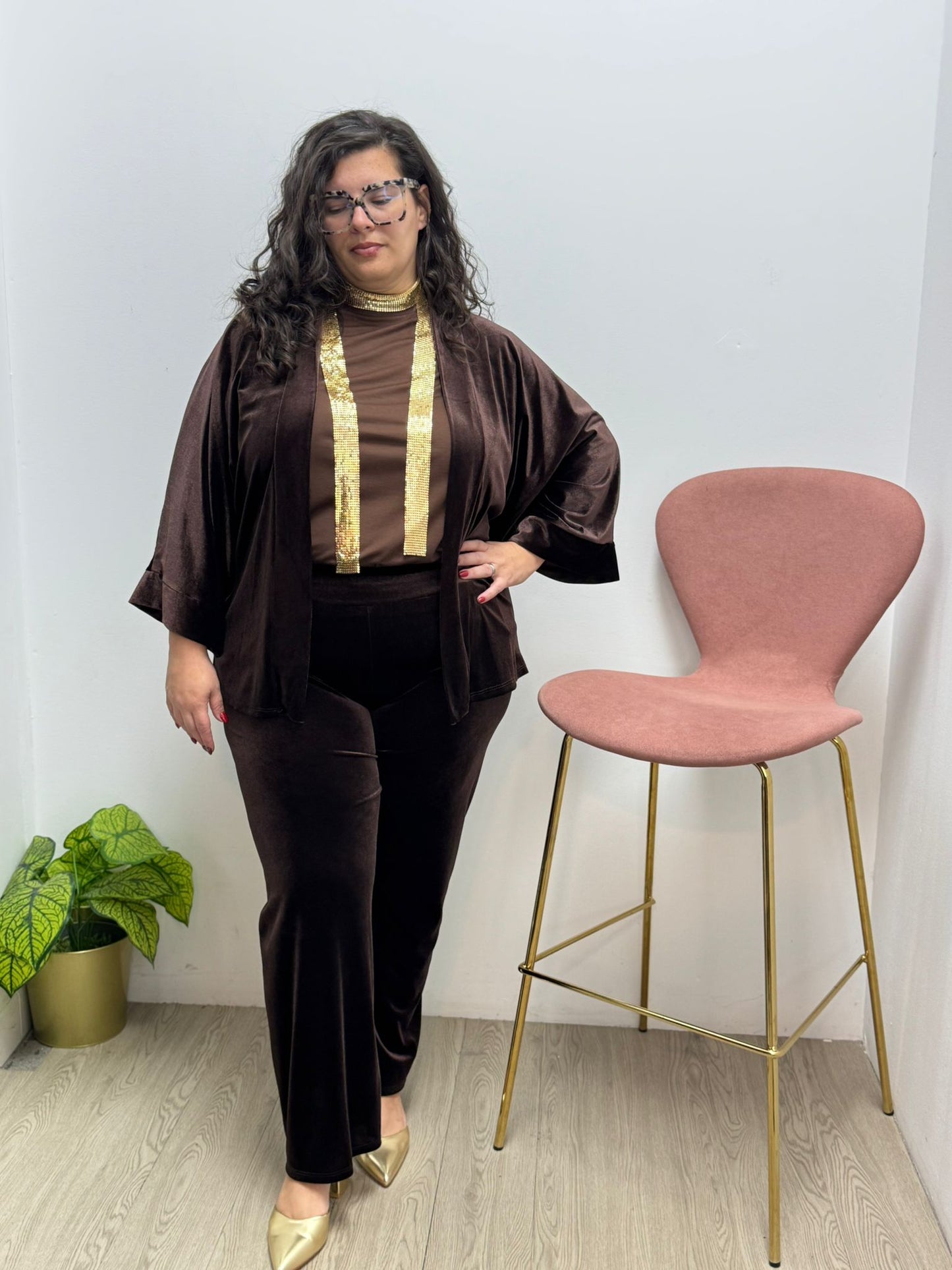 Conjunto Terciopelo Marrón