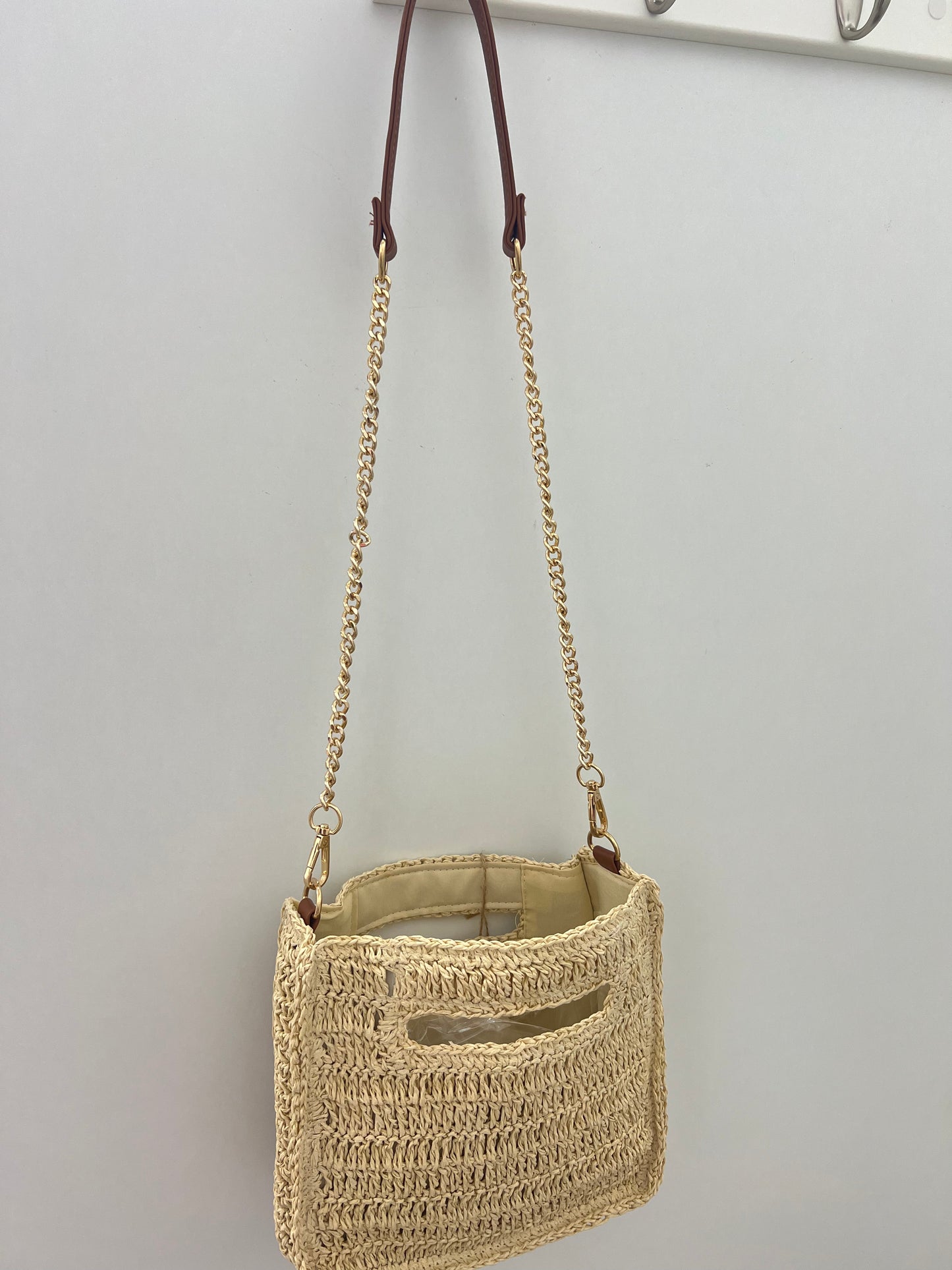 Bolso rafia beige