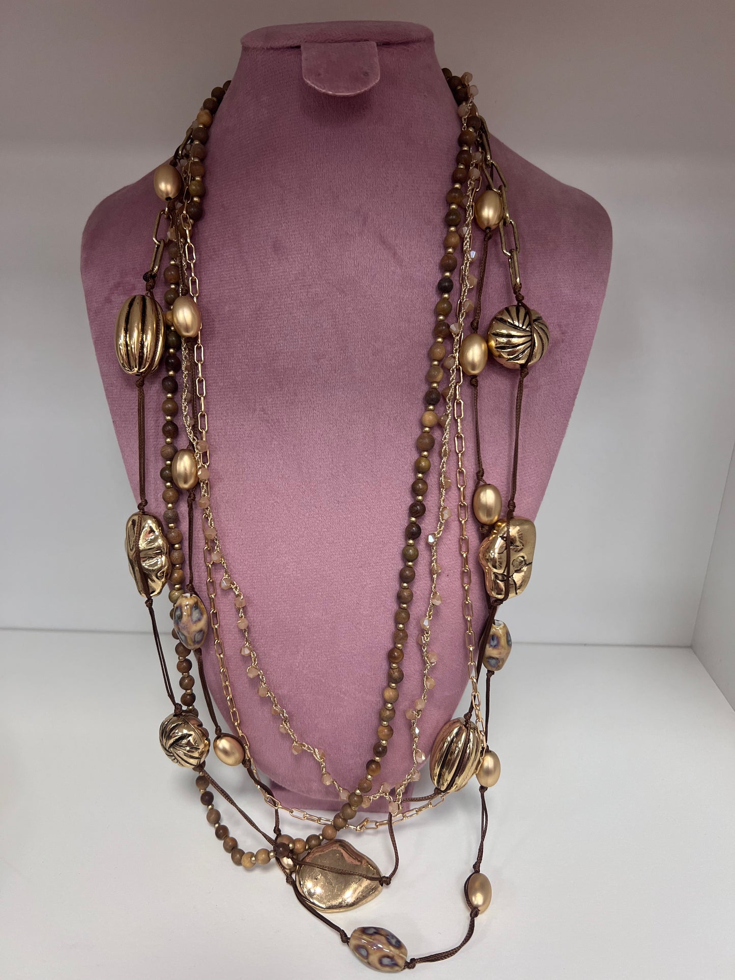 COLLAR ABALORIOS DORADOS