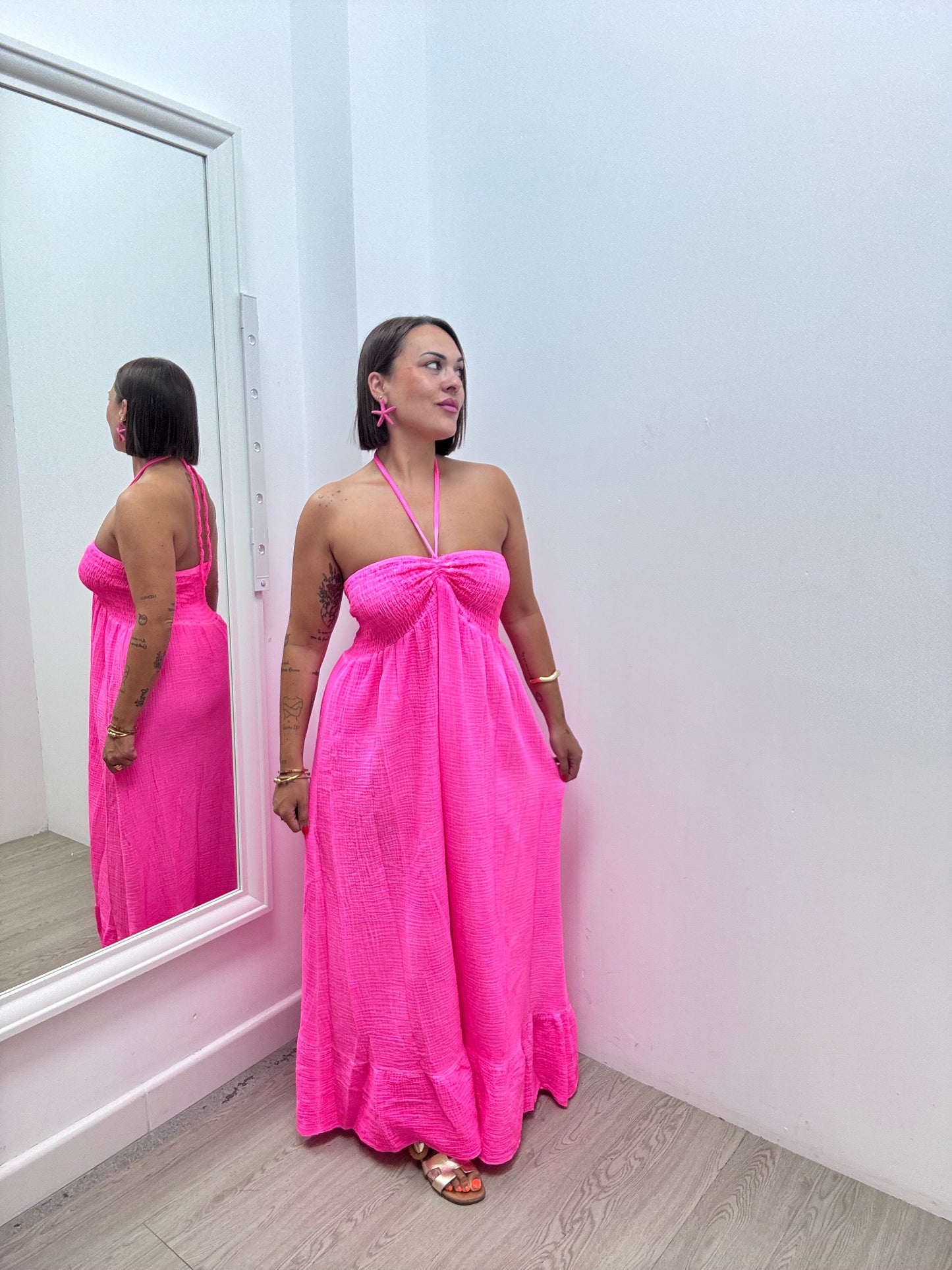 Vestido bambula flúor palabra honor