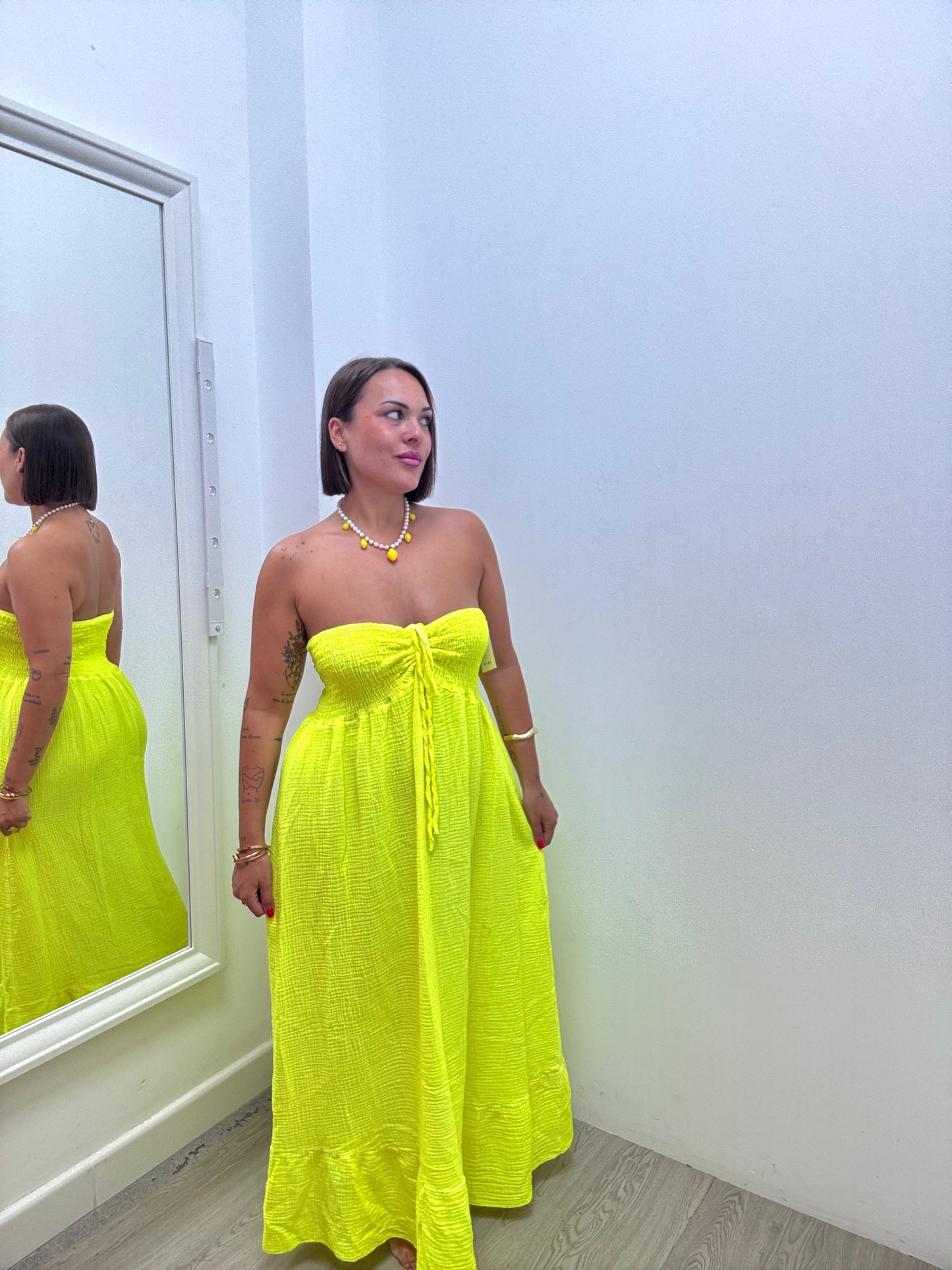 Vestido bambula flúor palabra honor