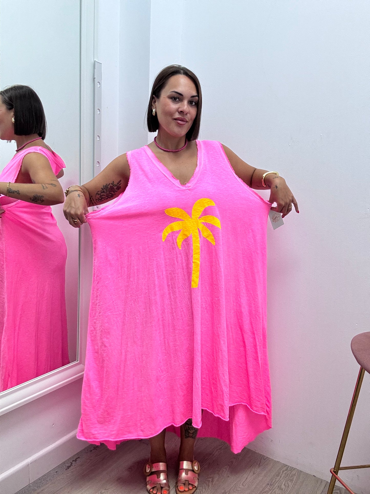 Vestido palmera flúor MAXI