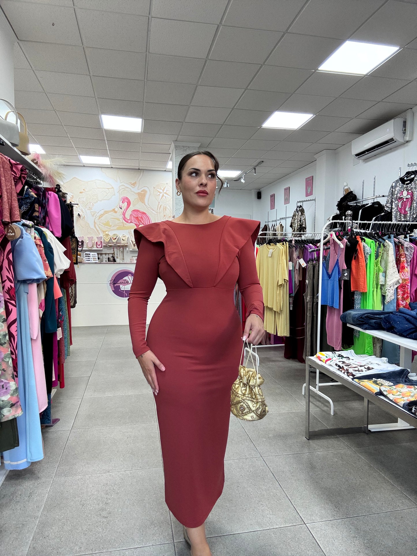 Vestido Evento fiesta volante en el pecho