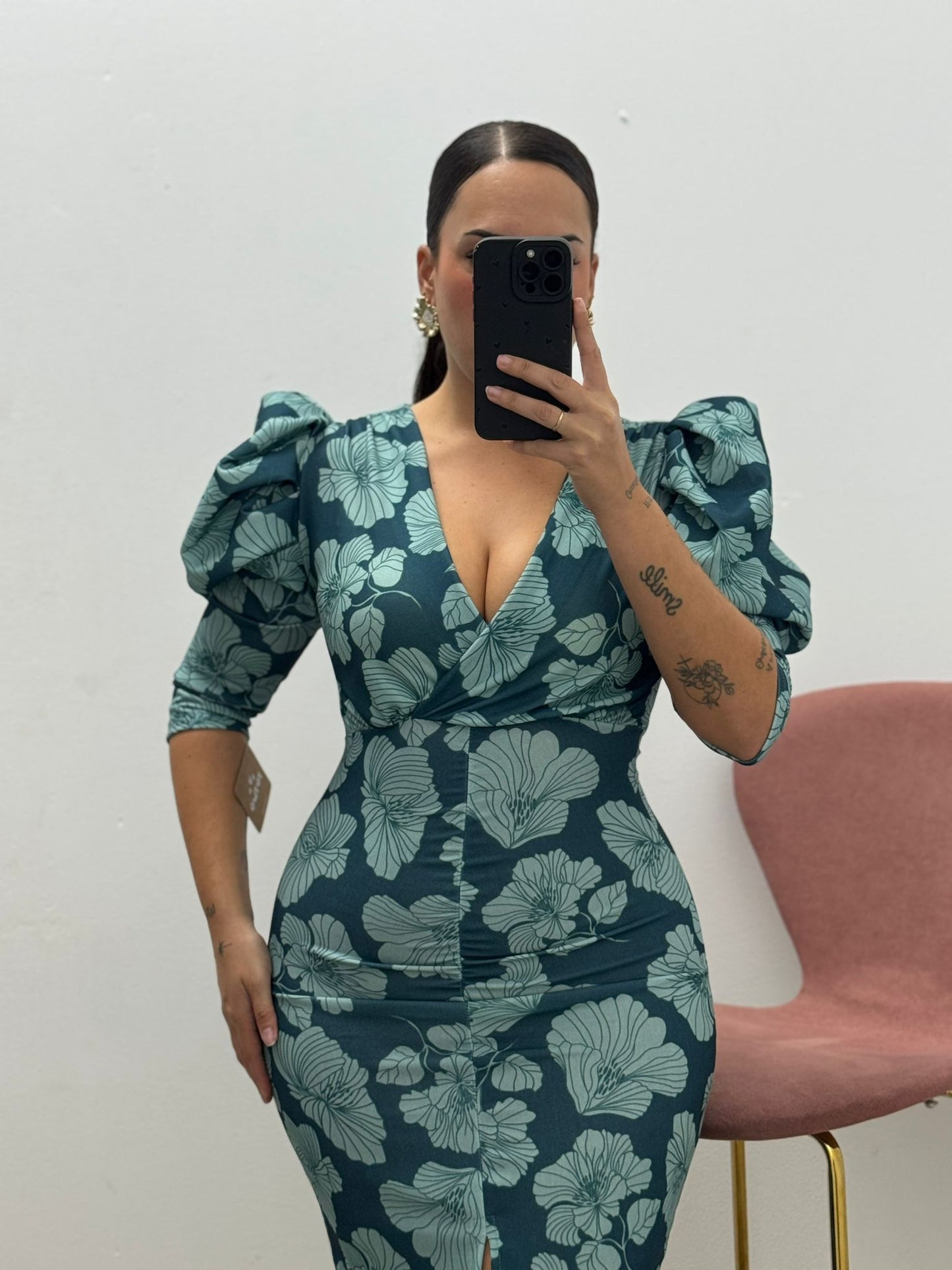 Vestido Evento Estampado Agua