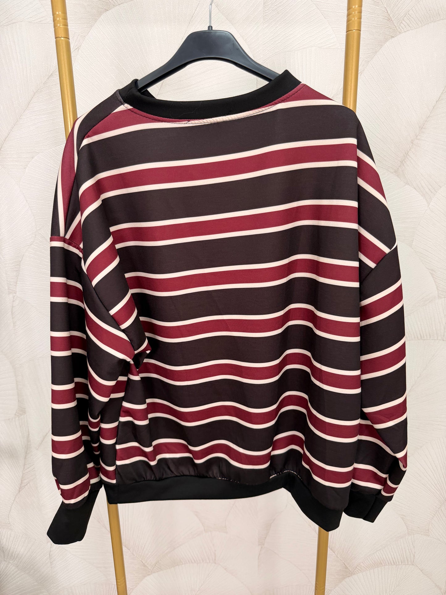 SUDADERA RAYAS NEGRO Y BURDEOS