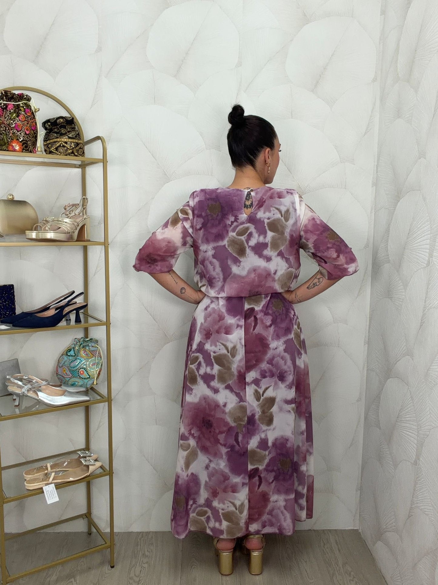 VESTIDO GASA ESTAMPADO FLORES ACUARELA