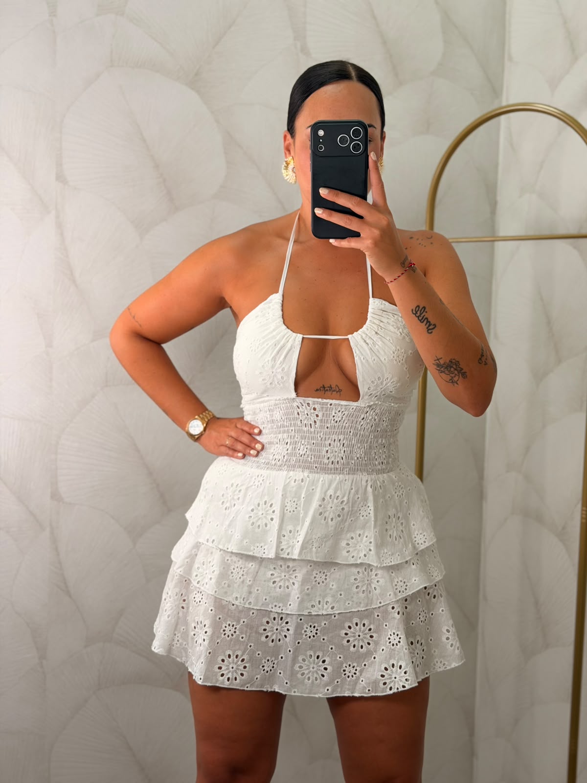 VESTIDO PERFORADO BLANCO