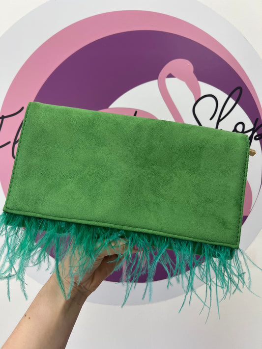 Bolso de Fiesta Plumas Verde