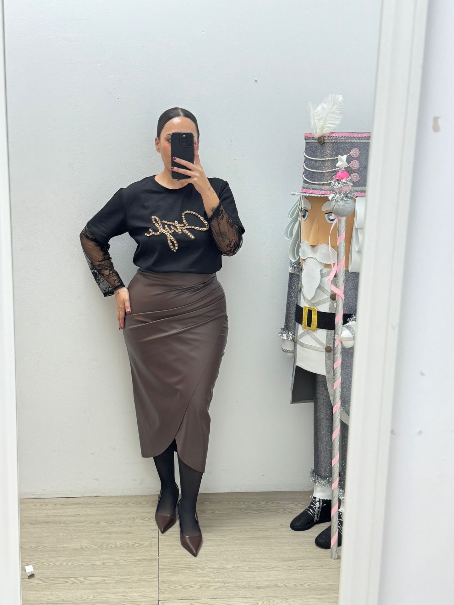 Falda Polipiel Marrón