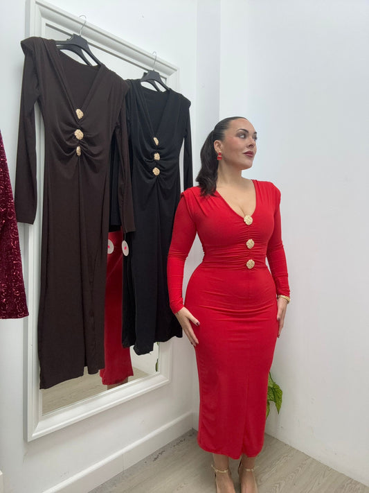 Vestido Botones Dorados