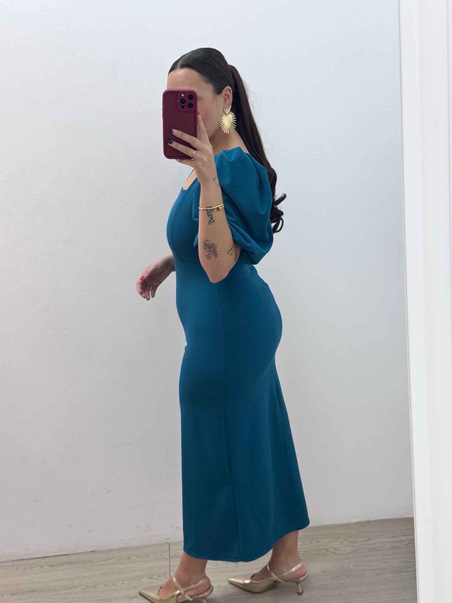 Vestido Escote Azul