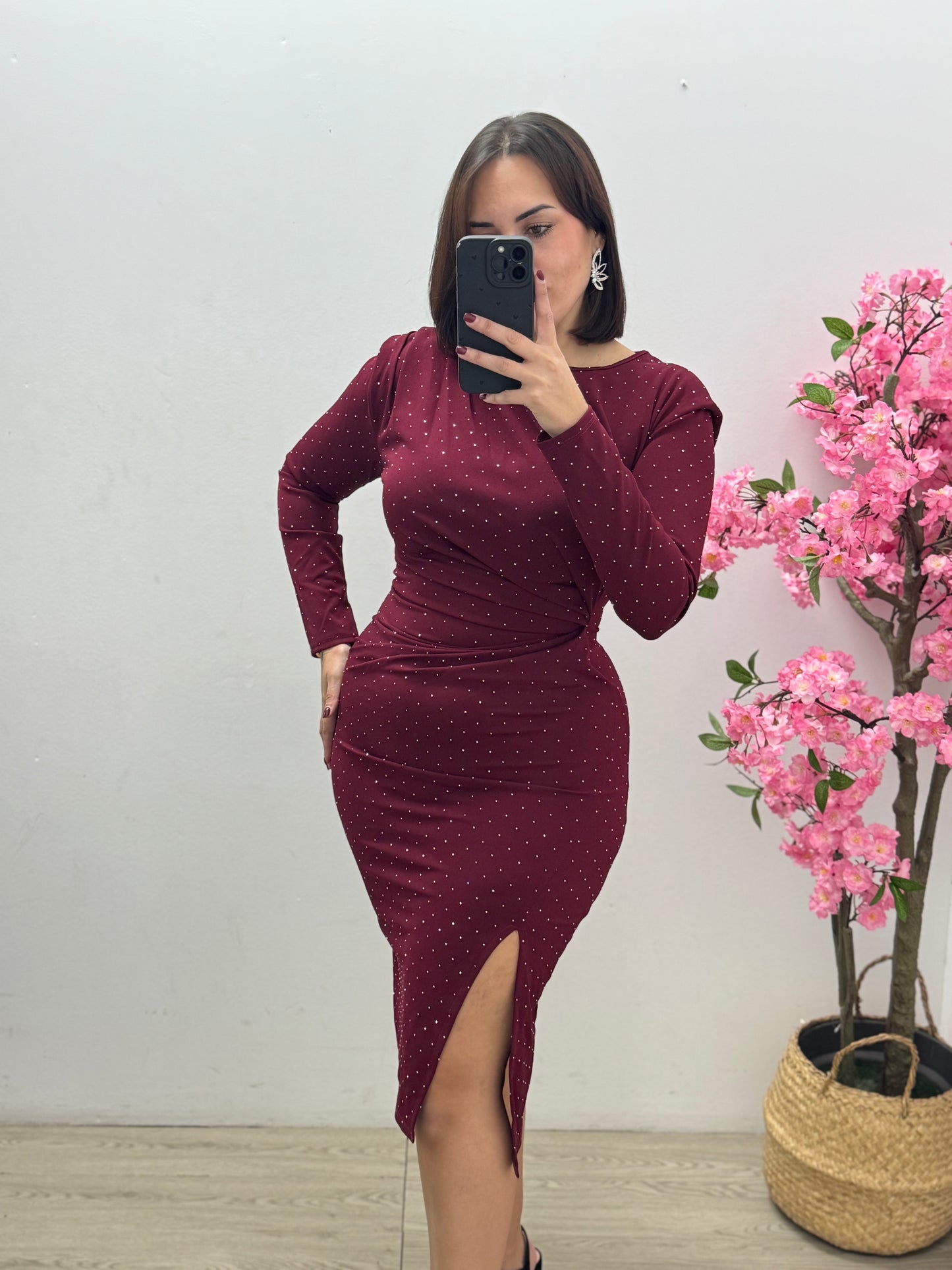 Vestido Burdeos Brillito