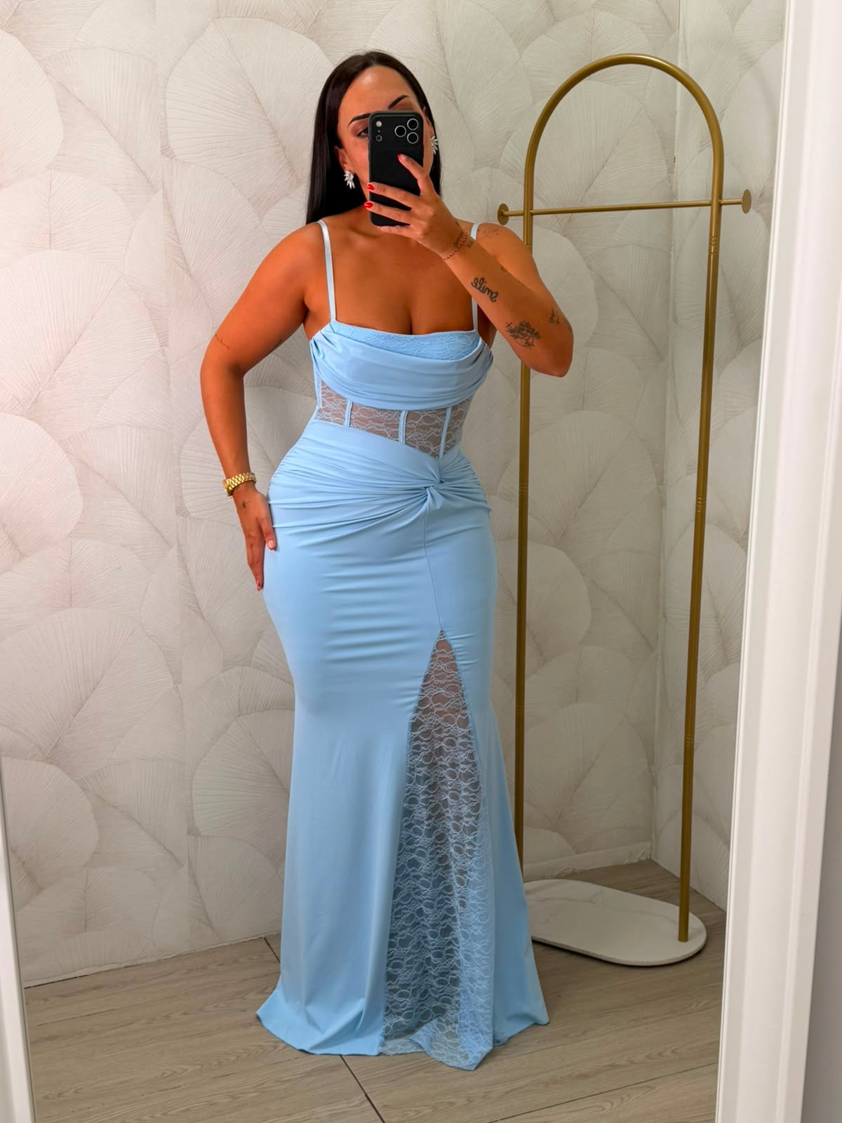 VESTIDO LARGO CELESTE