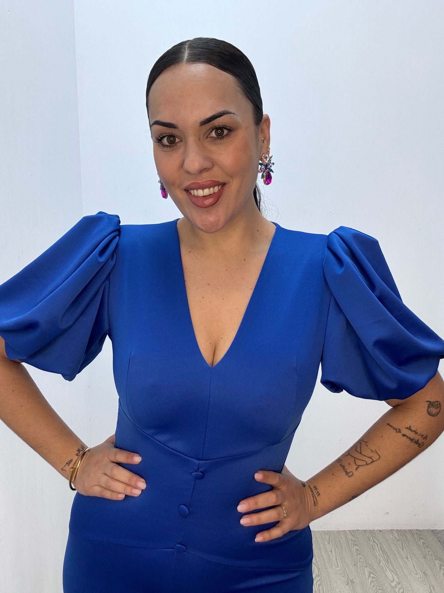 Vestido Botones Azul
