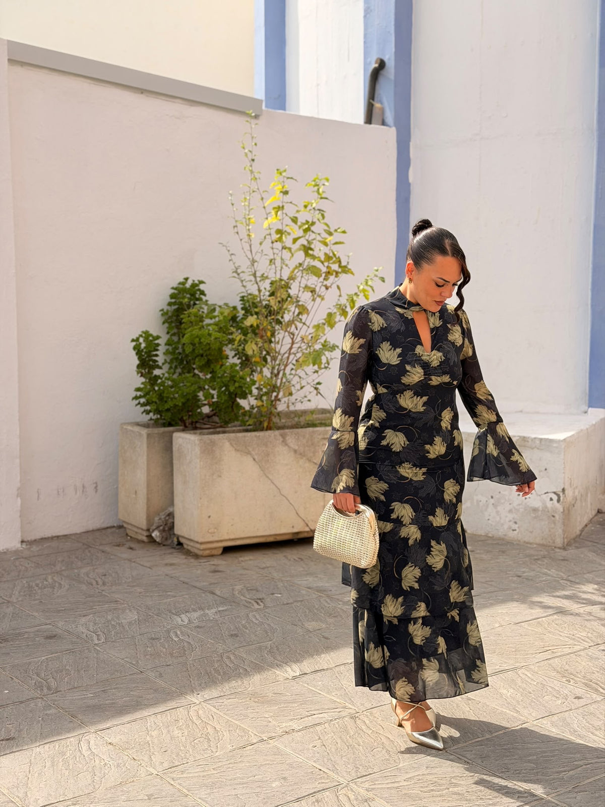 VESTIDO VOLANTES GASA ESTAMPADO