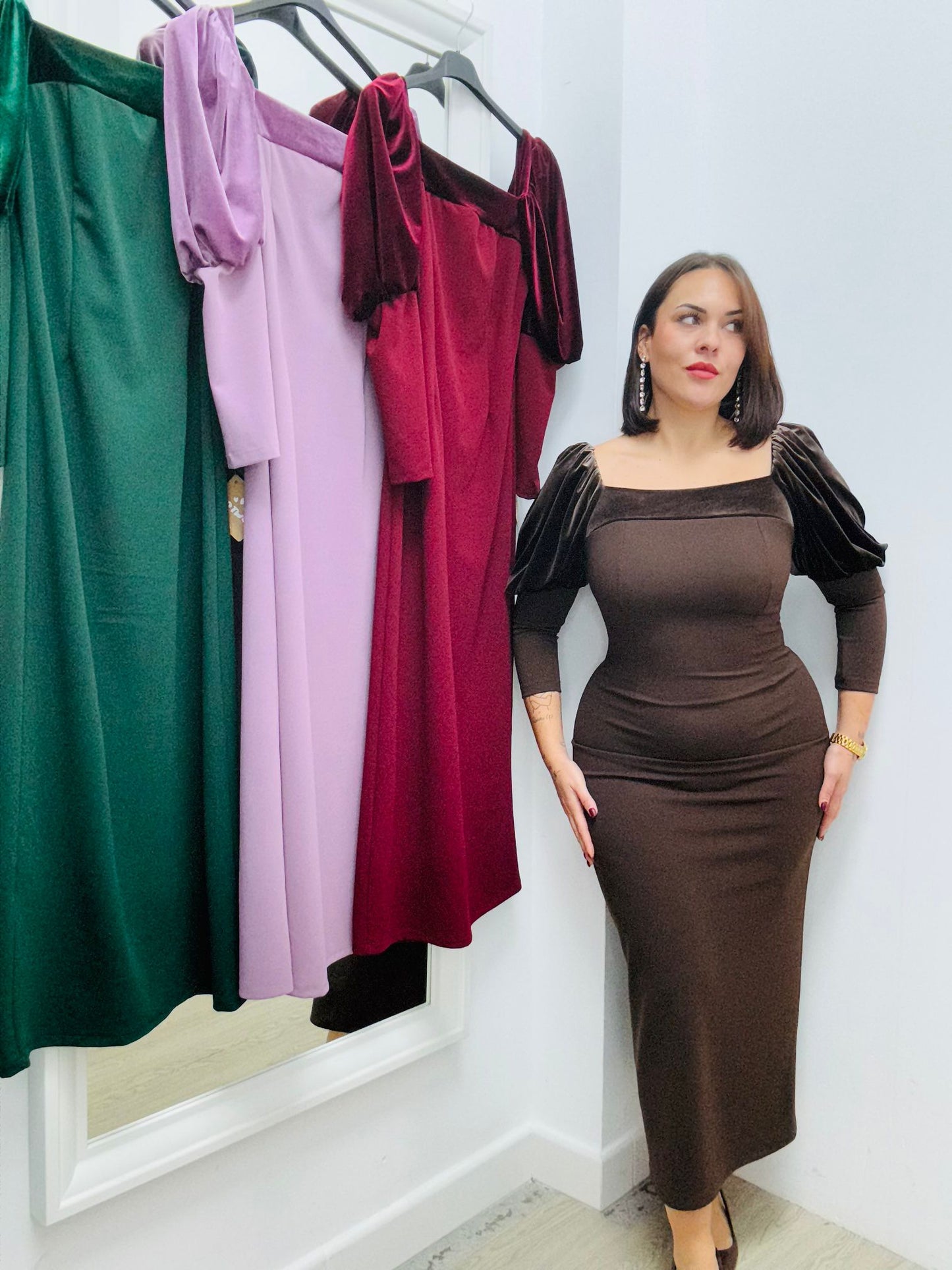 Vestido Manga Terciopelo