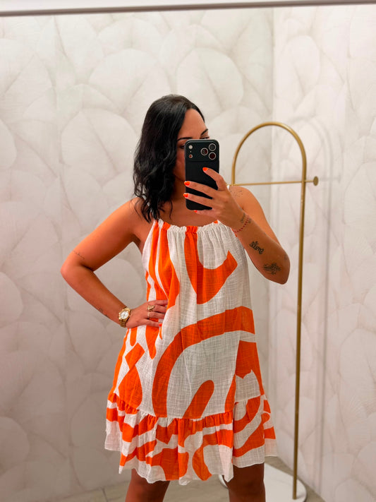 VESTIDO TIRANTAS ESTAMPADO NARANJA
