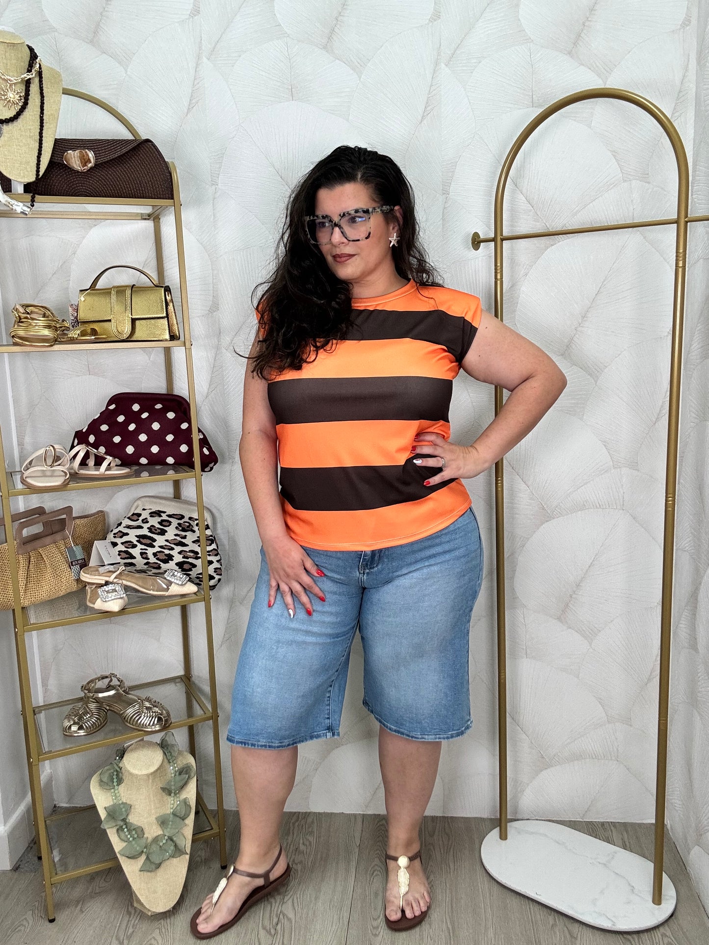 CAMISETAS RAYAS NARANJA Y MARRÓN