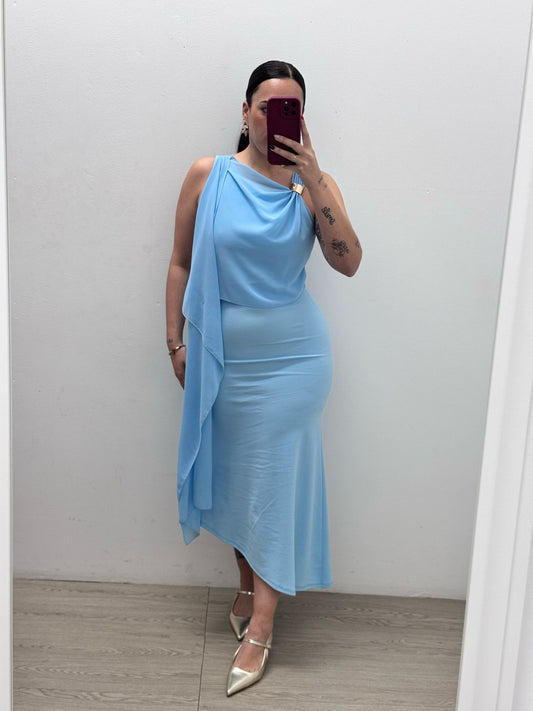 Vestido Gasa Celeste